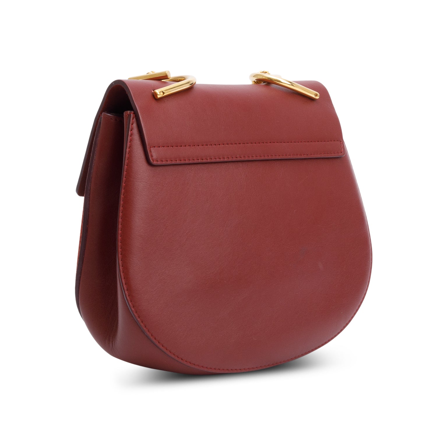 Chloe Maroon Suede Calfskin Leather Mini Drew Crossbody Bag