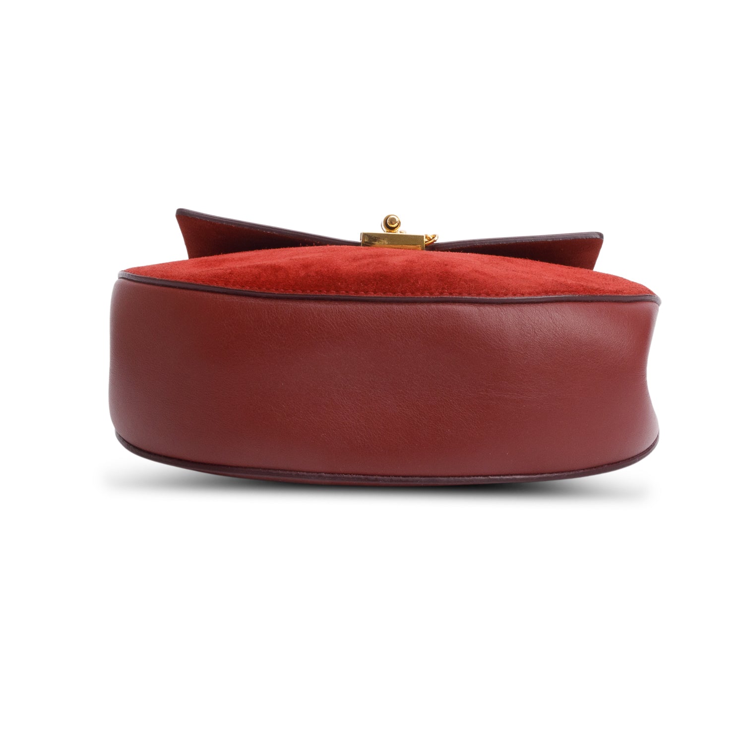 Chloe Maroon Suede Calfskin Leather Mini Drew Crossbody Bag