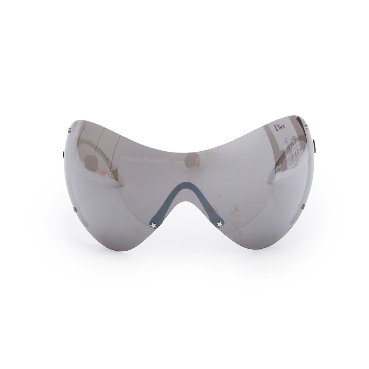 Christian Dior White Acetate Dior Ski 1 Shield Sunglasses w/ Case