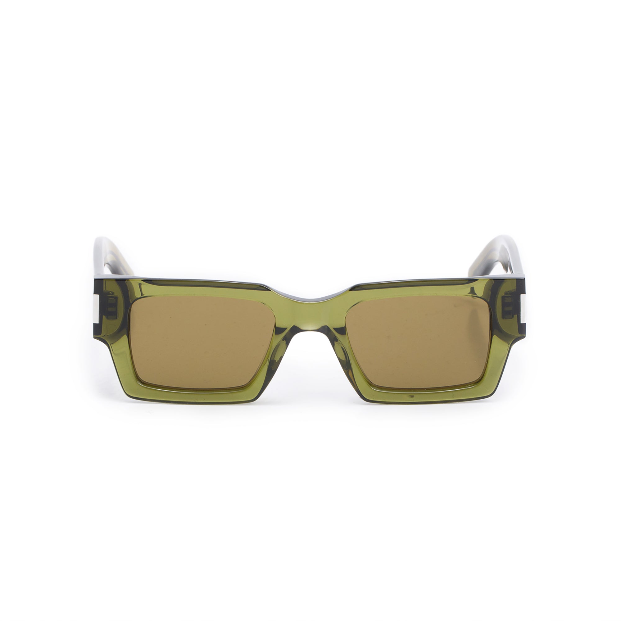 Saint Laurent SL 572 Green Transparent Acetate Rectangle Sunglasses w/ Case
