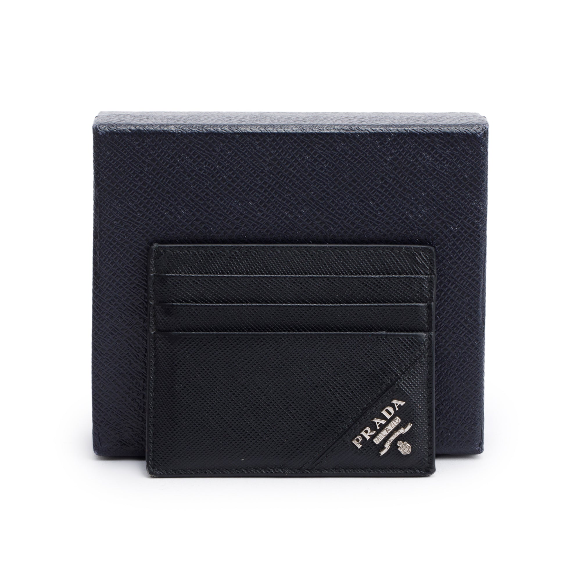 Prada Black Saffiano Leather Card Holder w/ Box