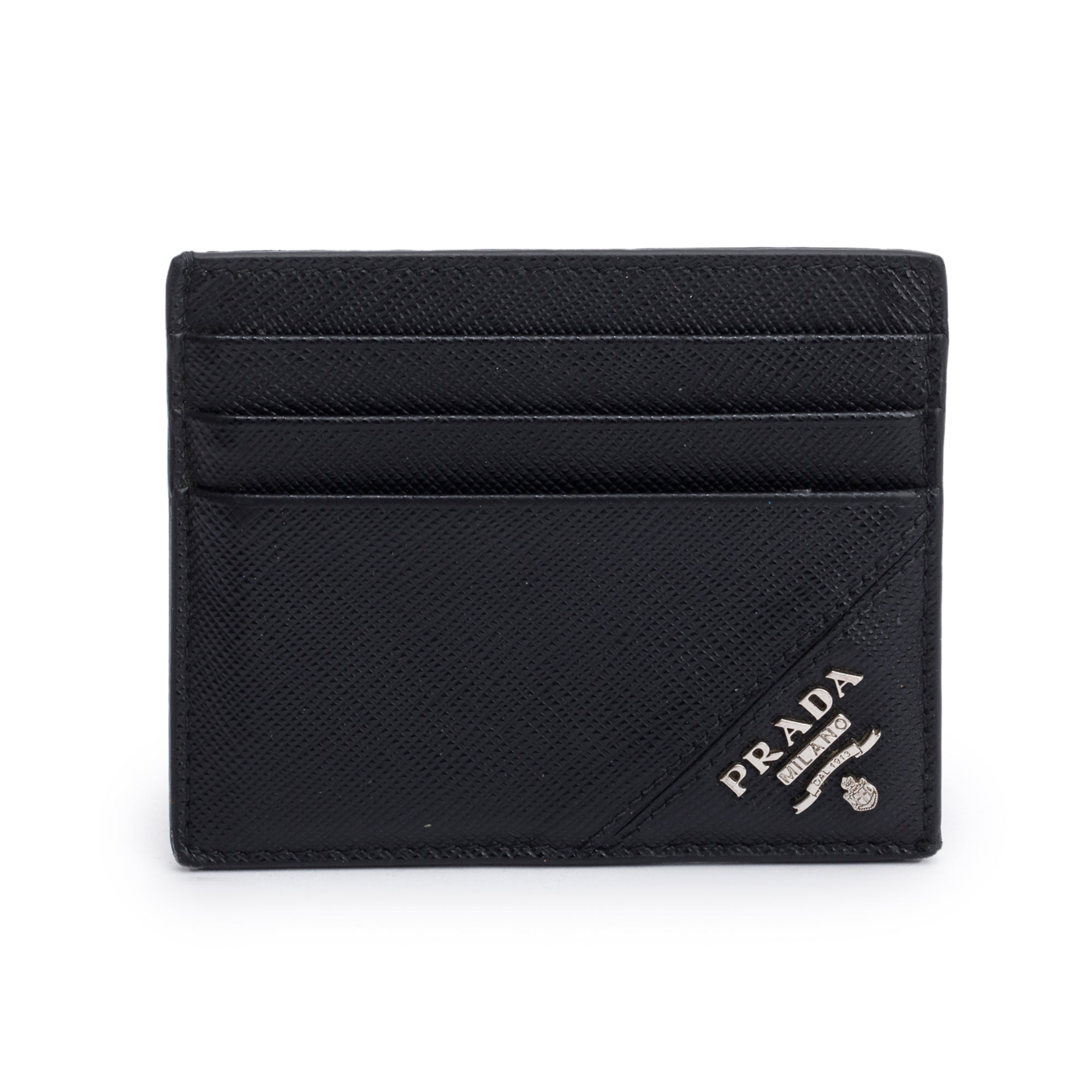 Prada Black Saffiano Leather Card Holder w/ Box