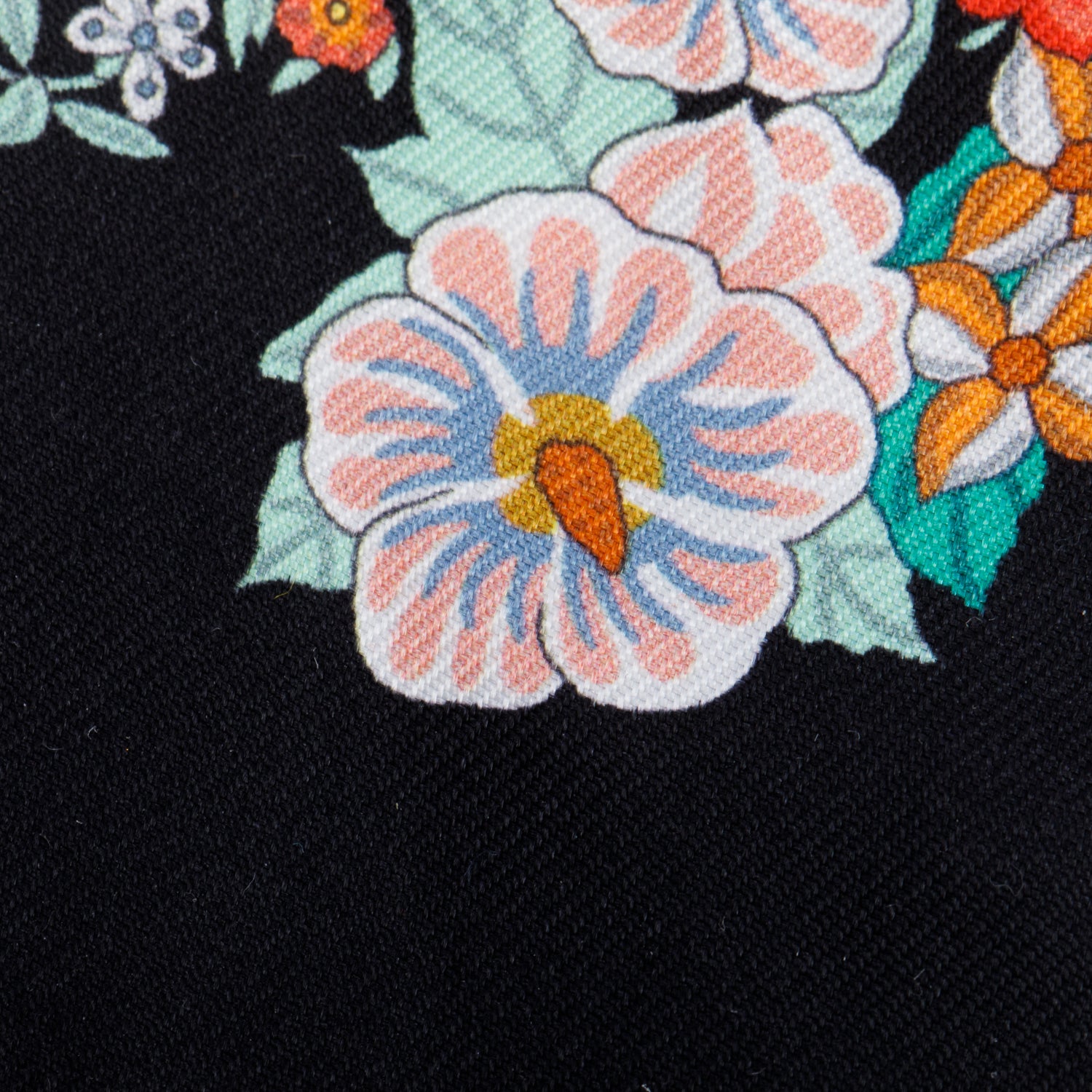 Hermes Black Multicolor 'Brides de Gala en Fleurs' Silk Twilly