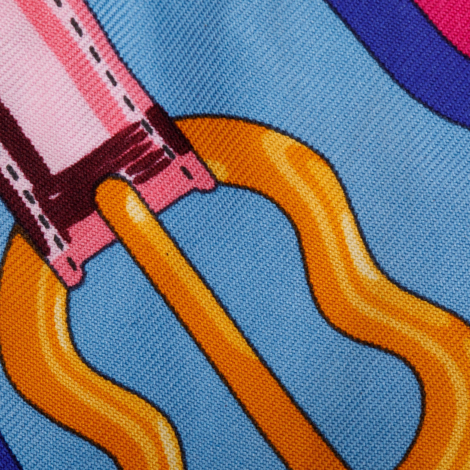 Hermes Fuchsia/Blue/Black 'Couching' Silk Twilly