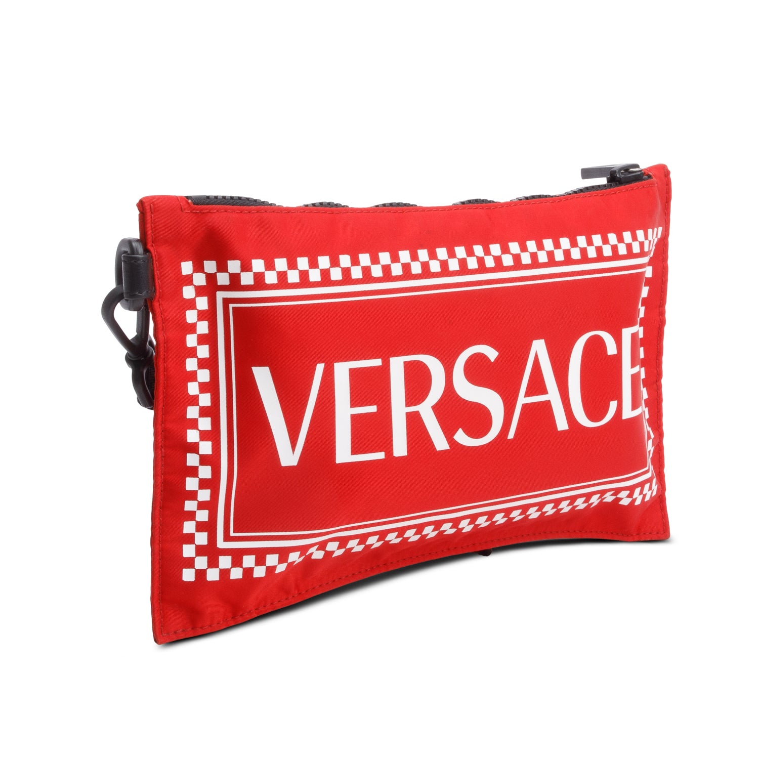 Versace Red Nylon Logo Wristlet Clutch