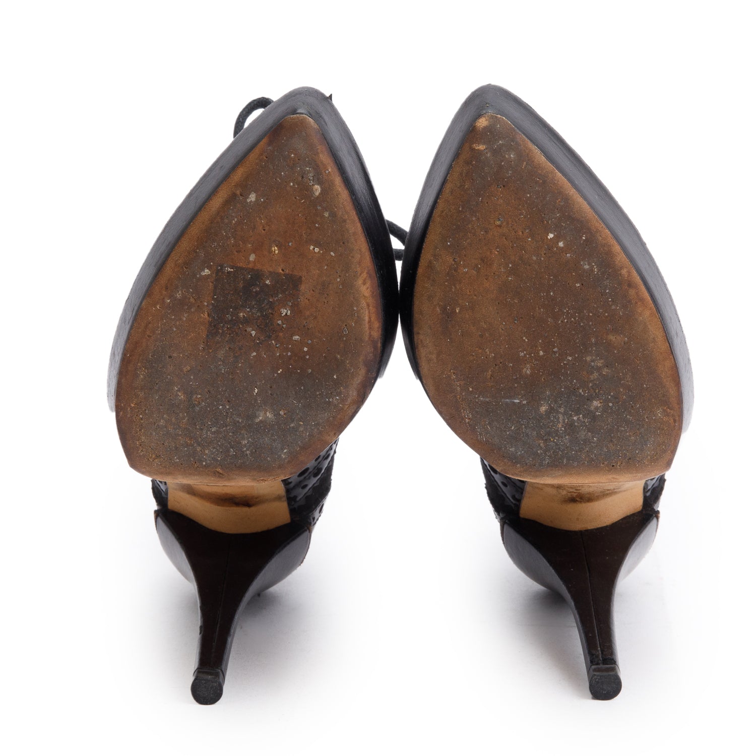 Gucci Black Leather Suede Old Wimbledon Brogue Booties, Size 34.5