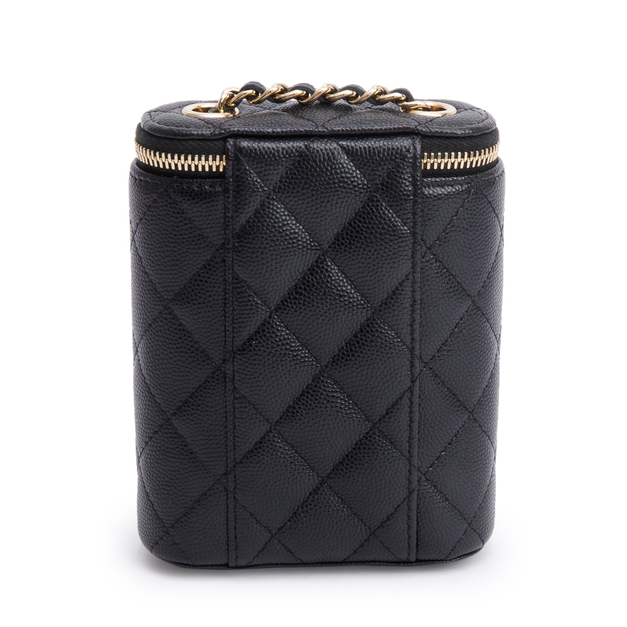 Chanel 2021 Black Quilted Caviar Mini Coco Beauty Vanity Case