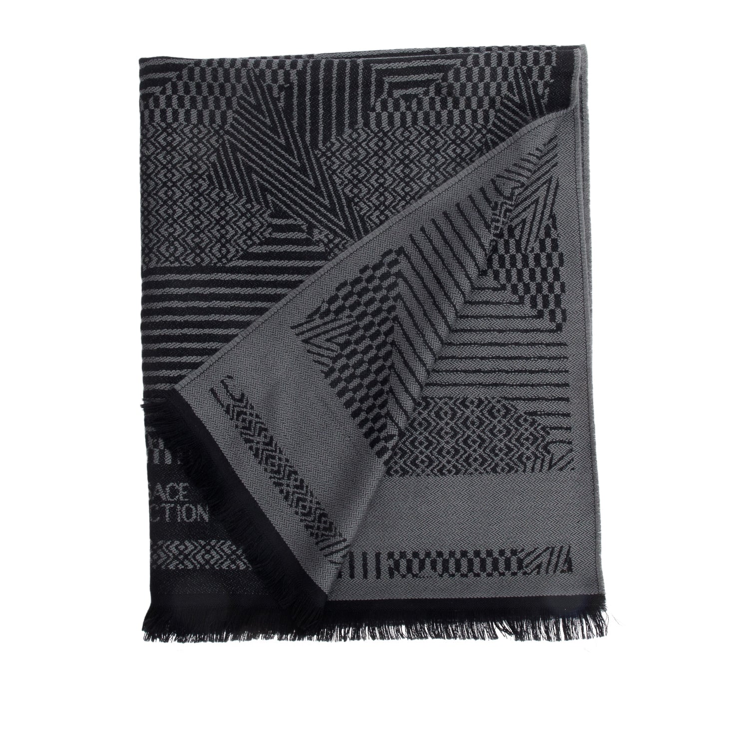 Versace Black/Grey Wool Scarf