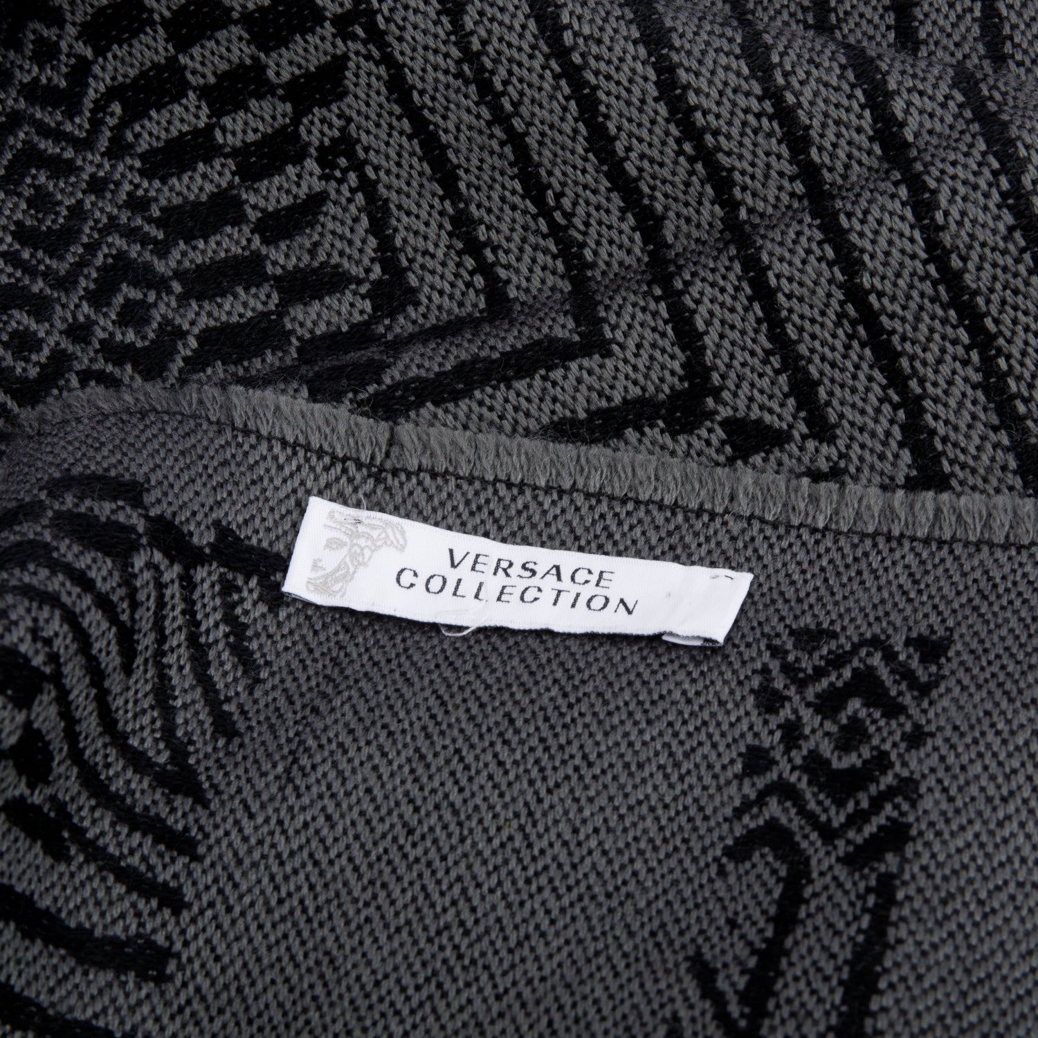 Versace Black/Grey Wool Scarf