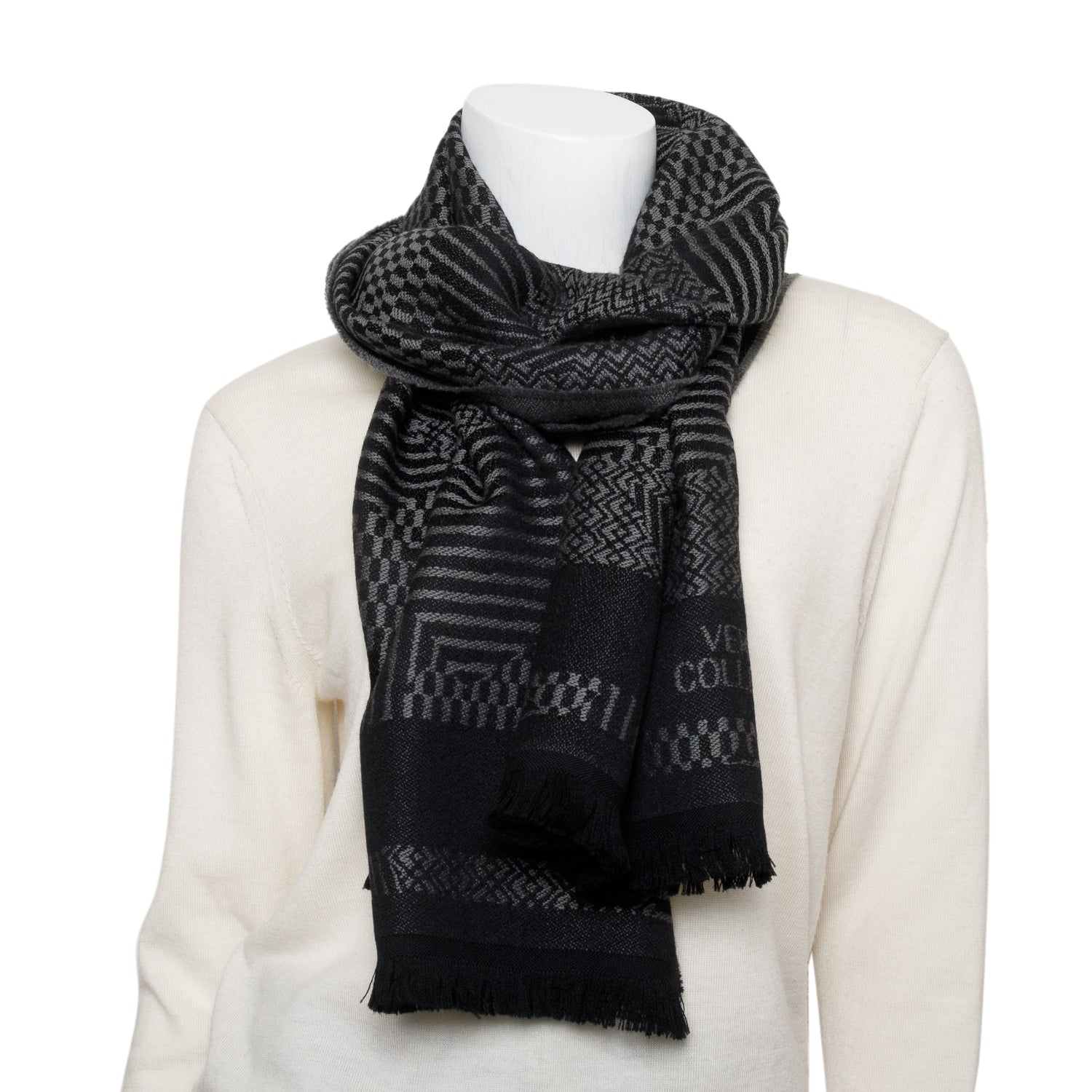 Versace Black/Grey Wool Scarf