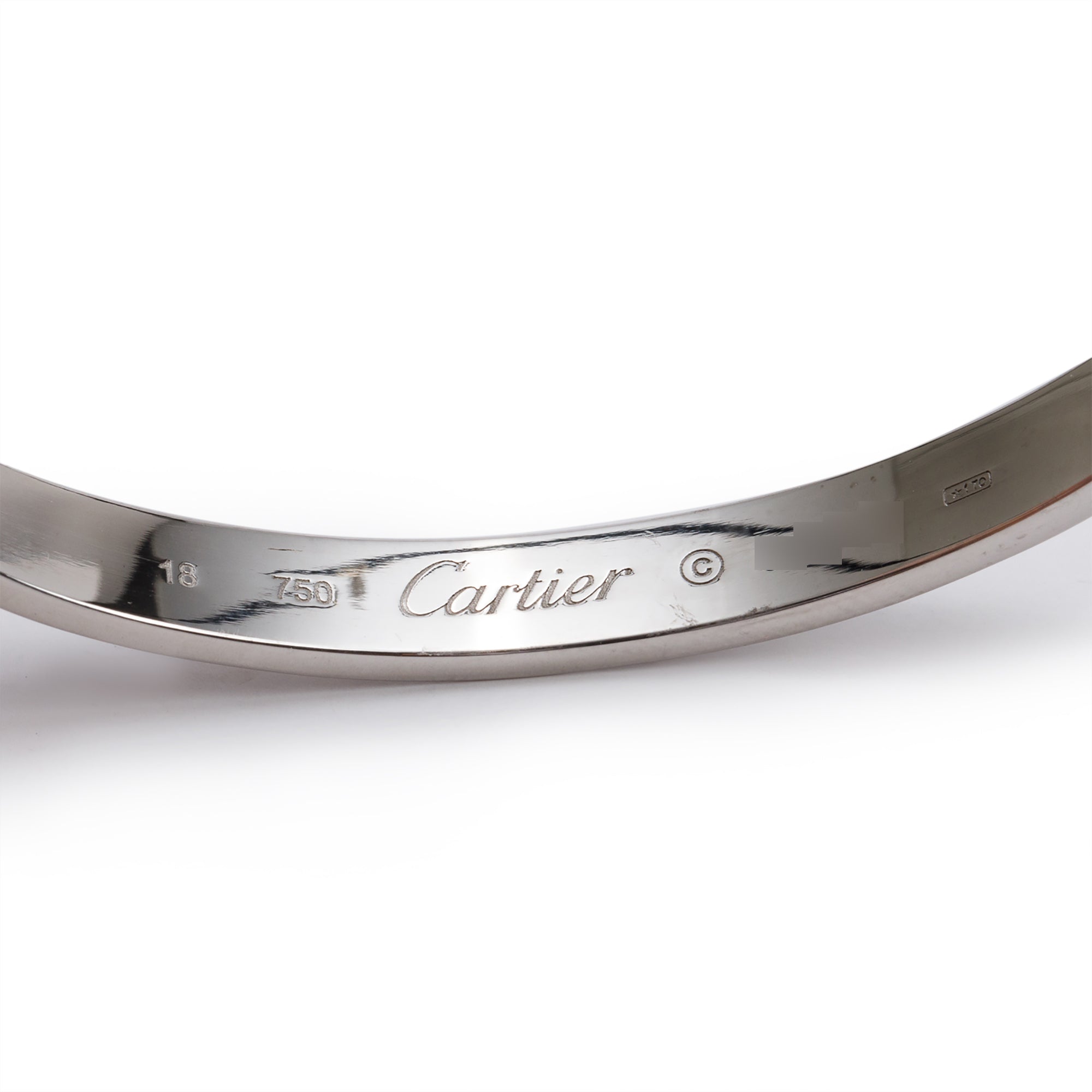 Cartier 18k White Gold Love Bracelet, Size 18 w/ Box