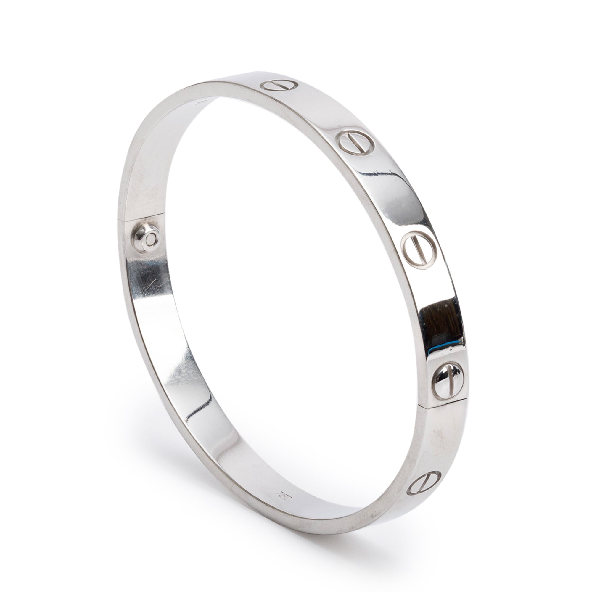 Cartier 18k White Gold Love Bracelet, Size 18 w/ Box