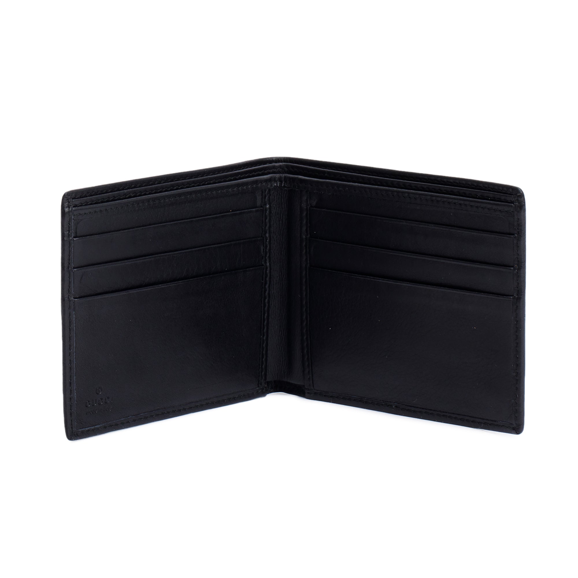 Gucci Black Leather Vintage G Logo Bifold Wallet