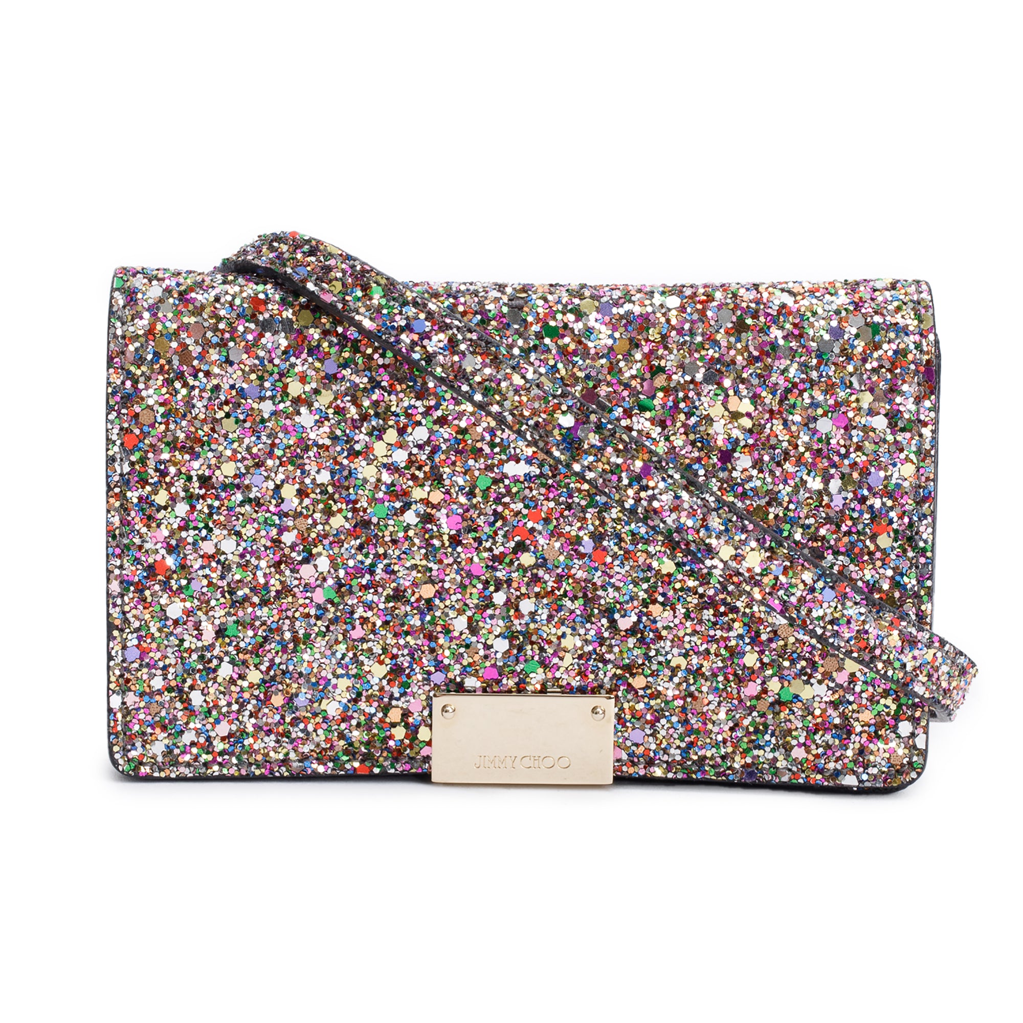 Jimmy Choo Multicolor Glitter Mini Paris Shoulder Bag w/ Strap & Authenticity Card
