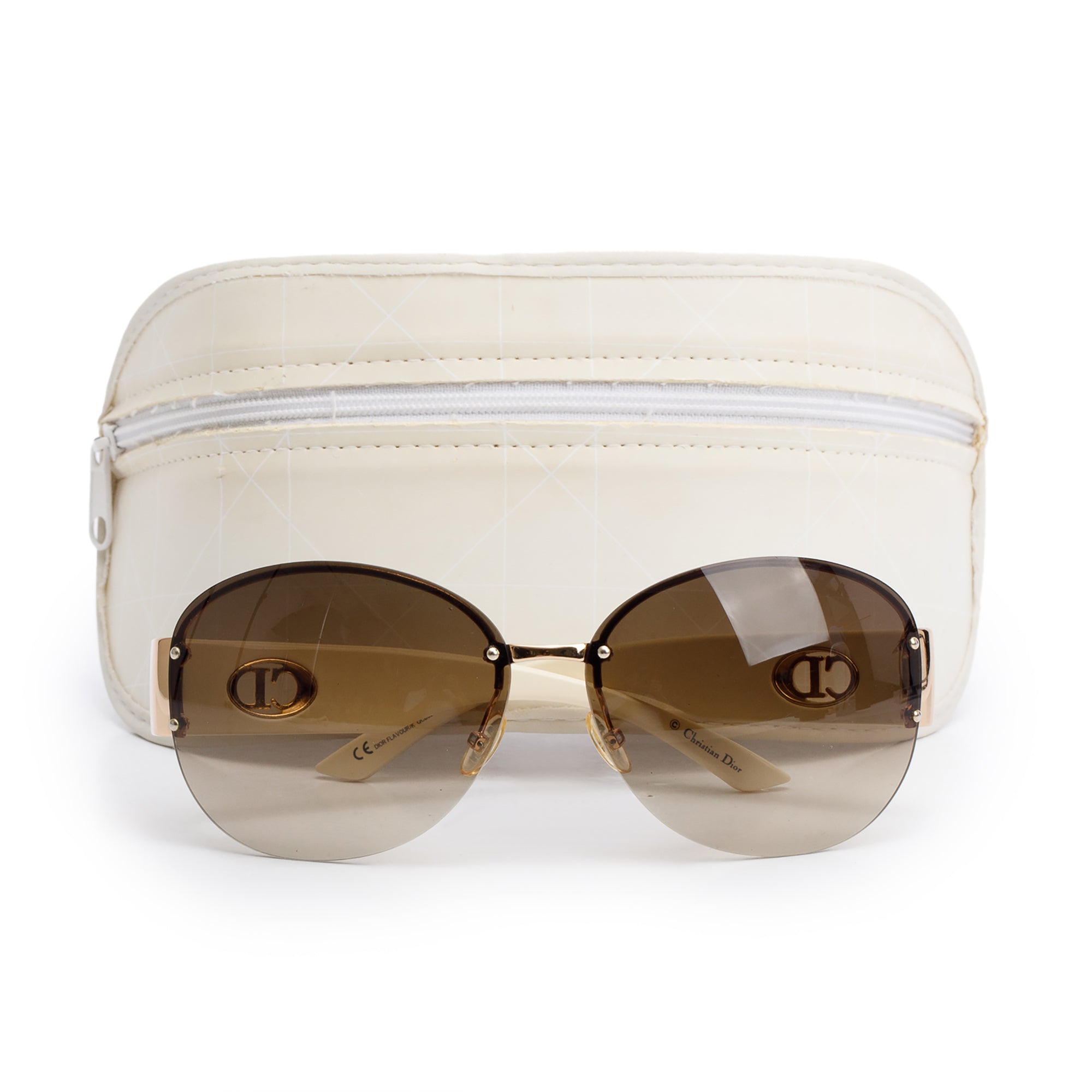Christian Dior White Acetat Dior Flavour 5 Sunglasses w/ Case