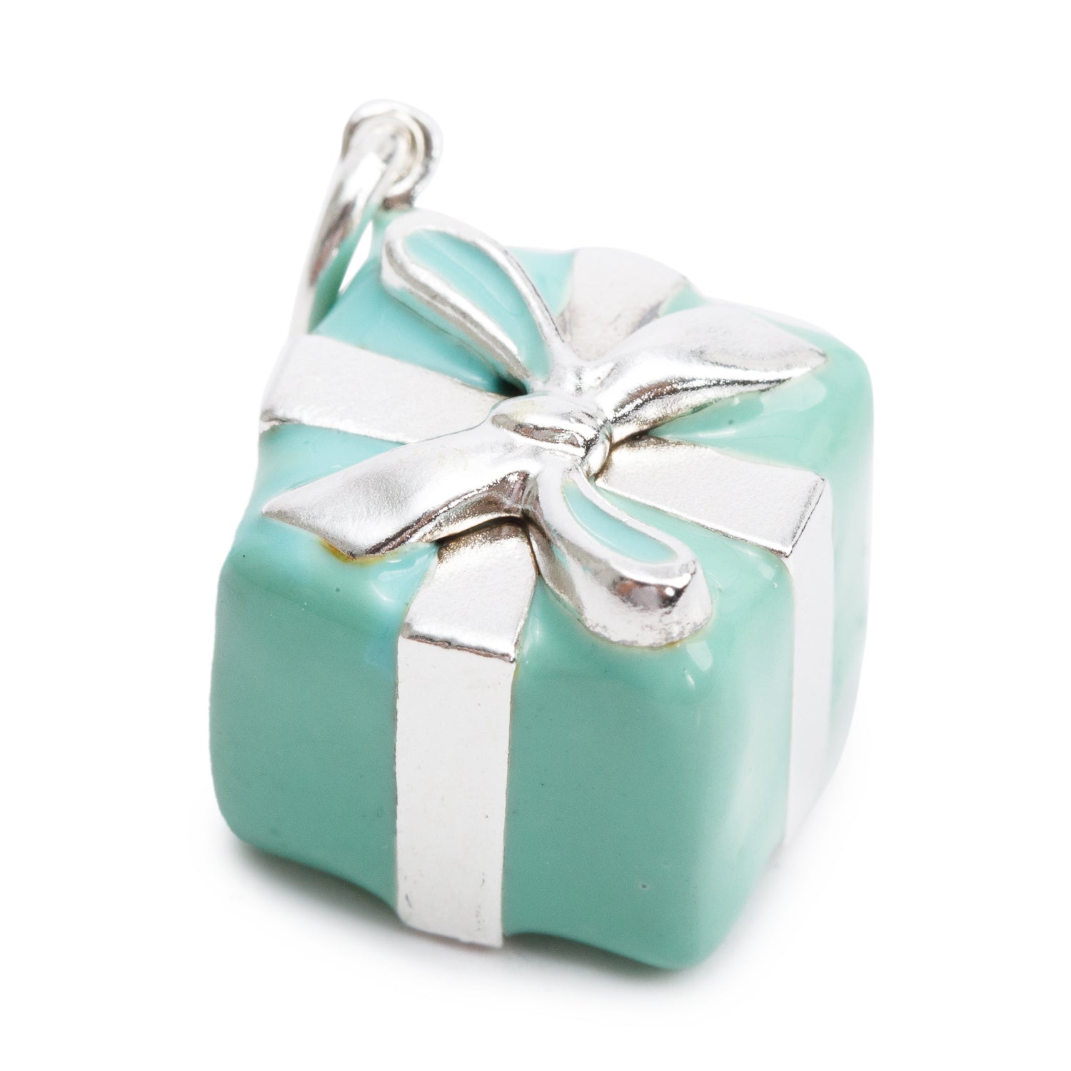 Tiffany & Co. Sterling Silver Blue Enamel Present Box Charm