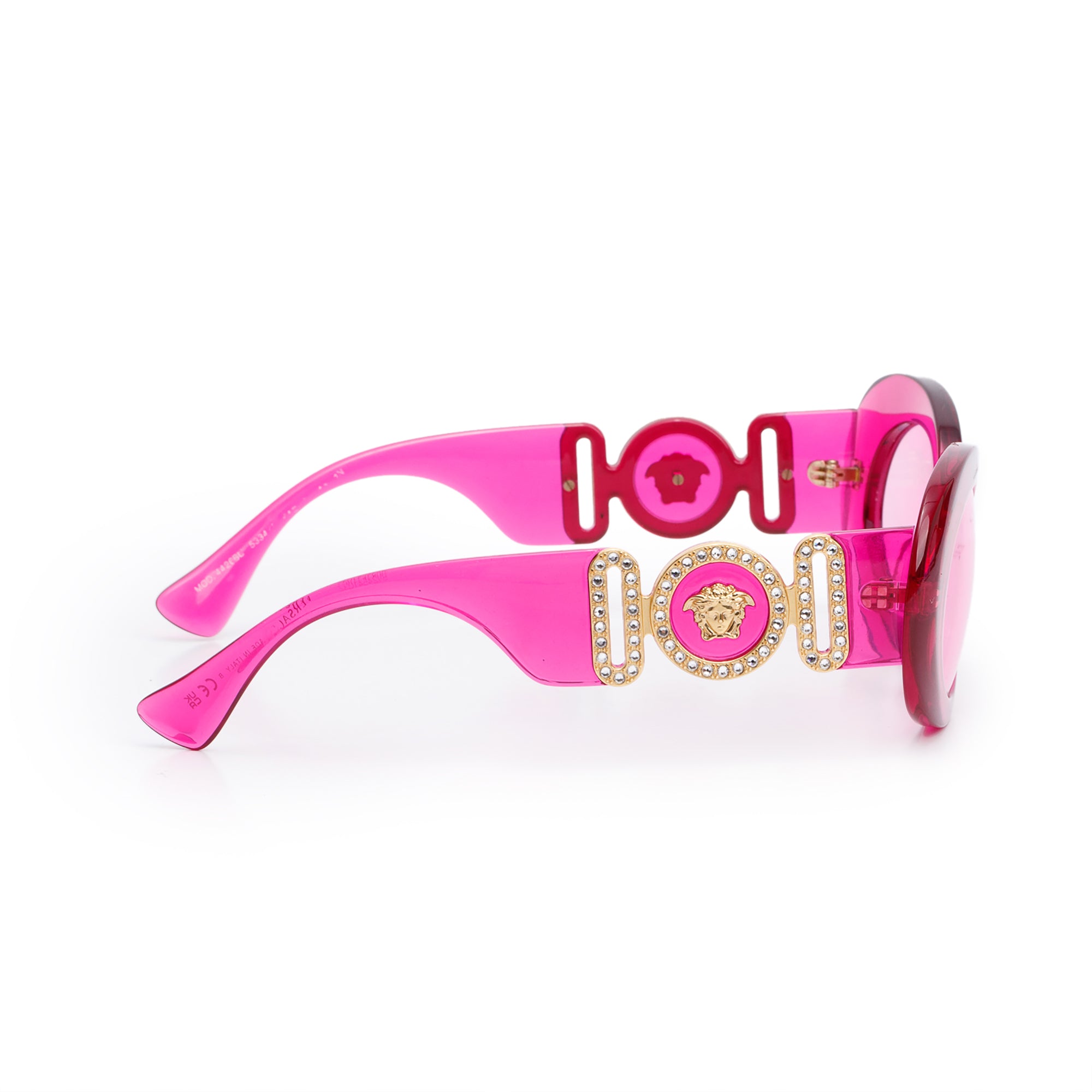Versace 4426BU Transparent Pink Acetate Crystal Medusa Oval Sunglasses w/ Case