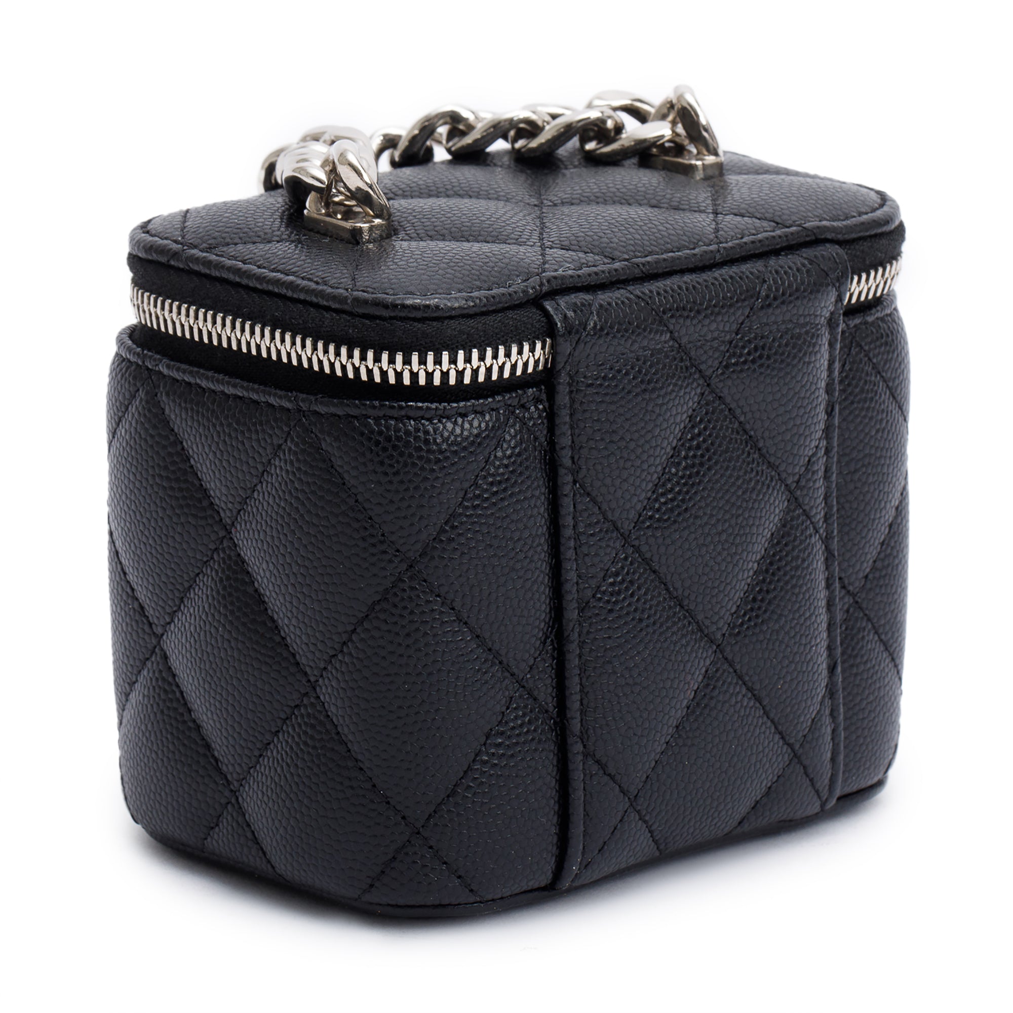 Chanel 2021 Black Caviar Leather Micro Coco Vanity Case w/ Box