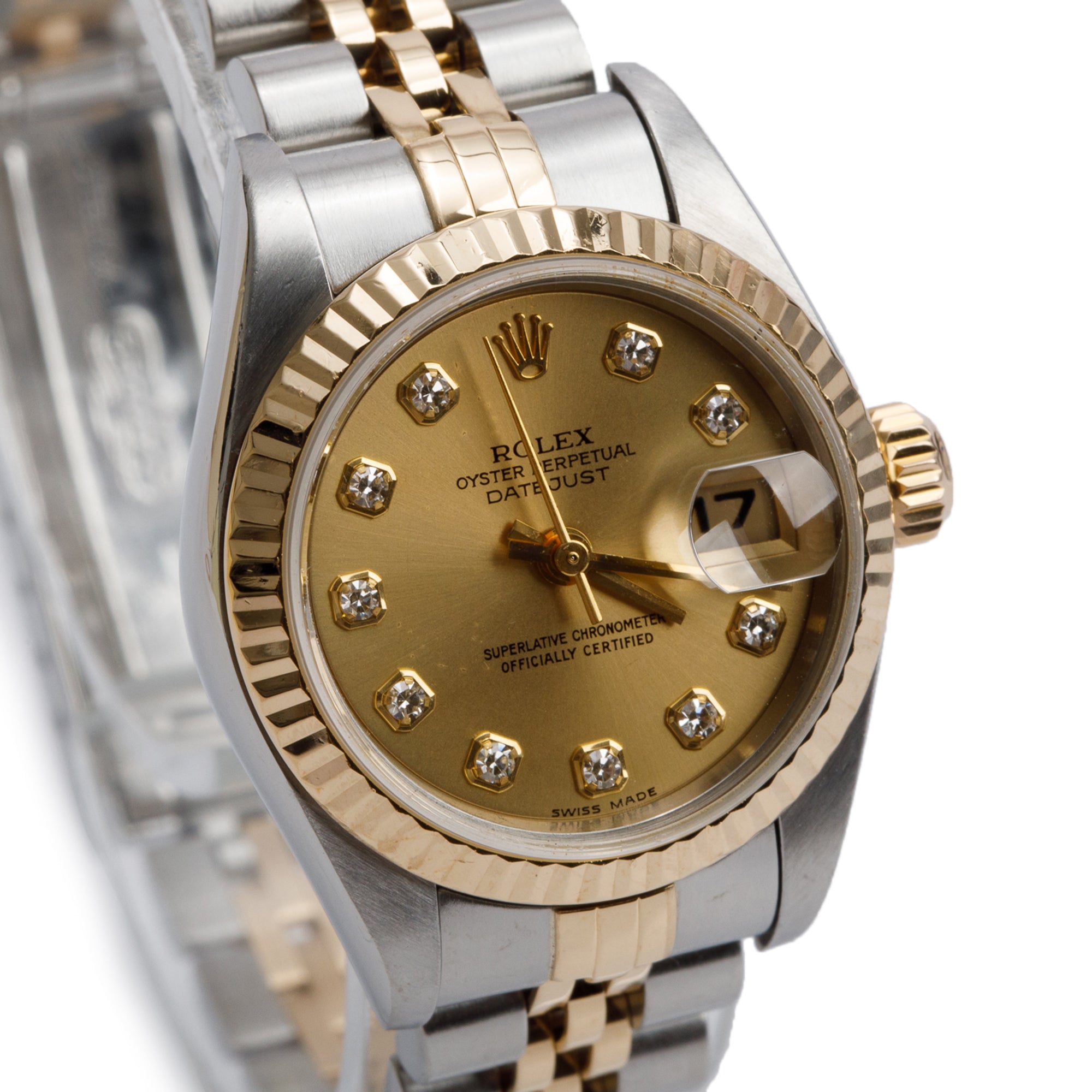 Rolex Stainless Steel & 18k Yellow Gold Diamond Dial Datejust 26 MM Watch 79173 w/ Box & Papers