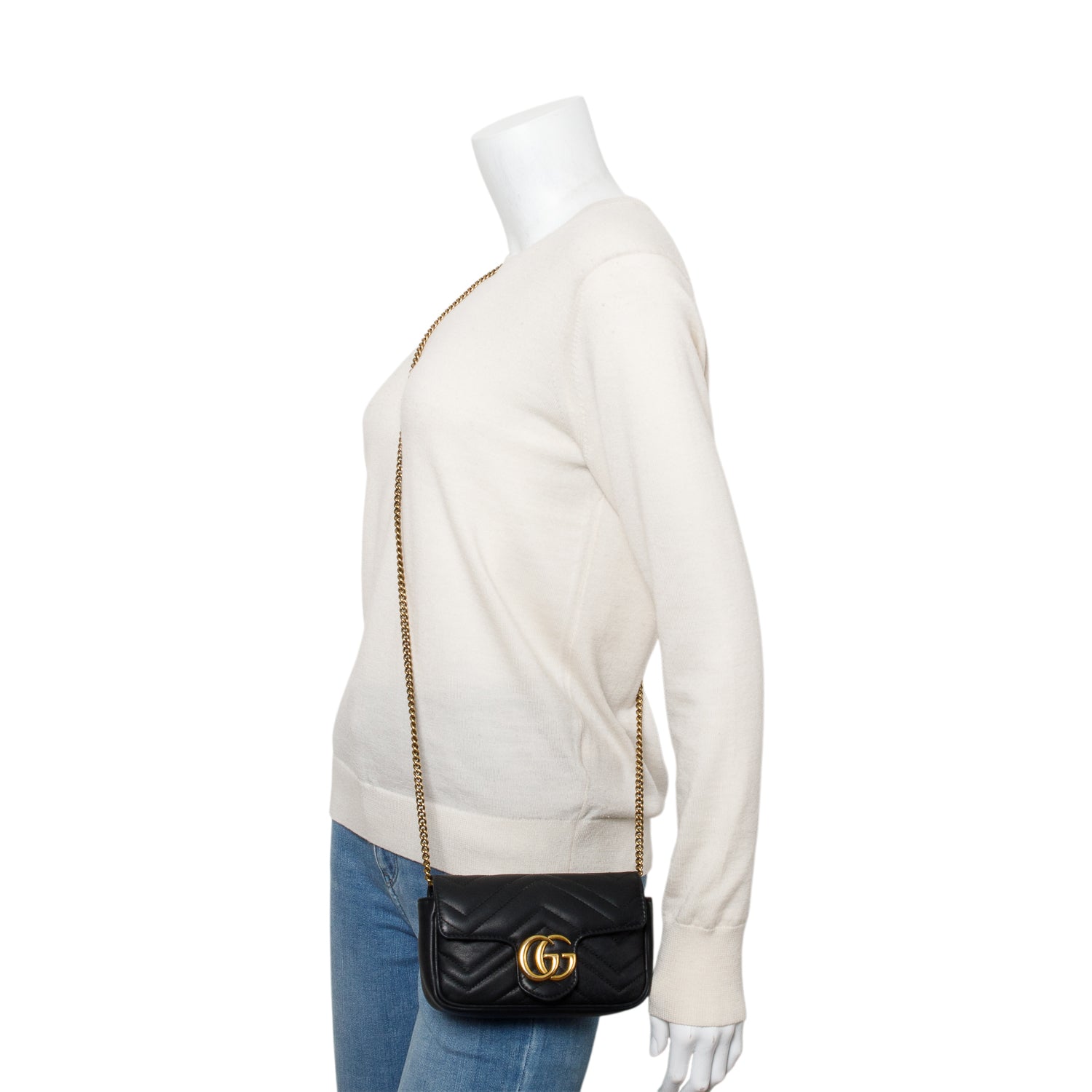 Gucci Black GG Marmont Matelasse Leather Super Mini Bag w/ Box