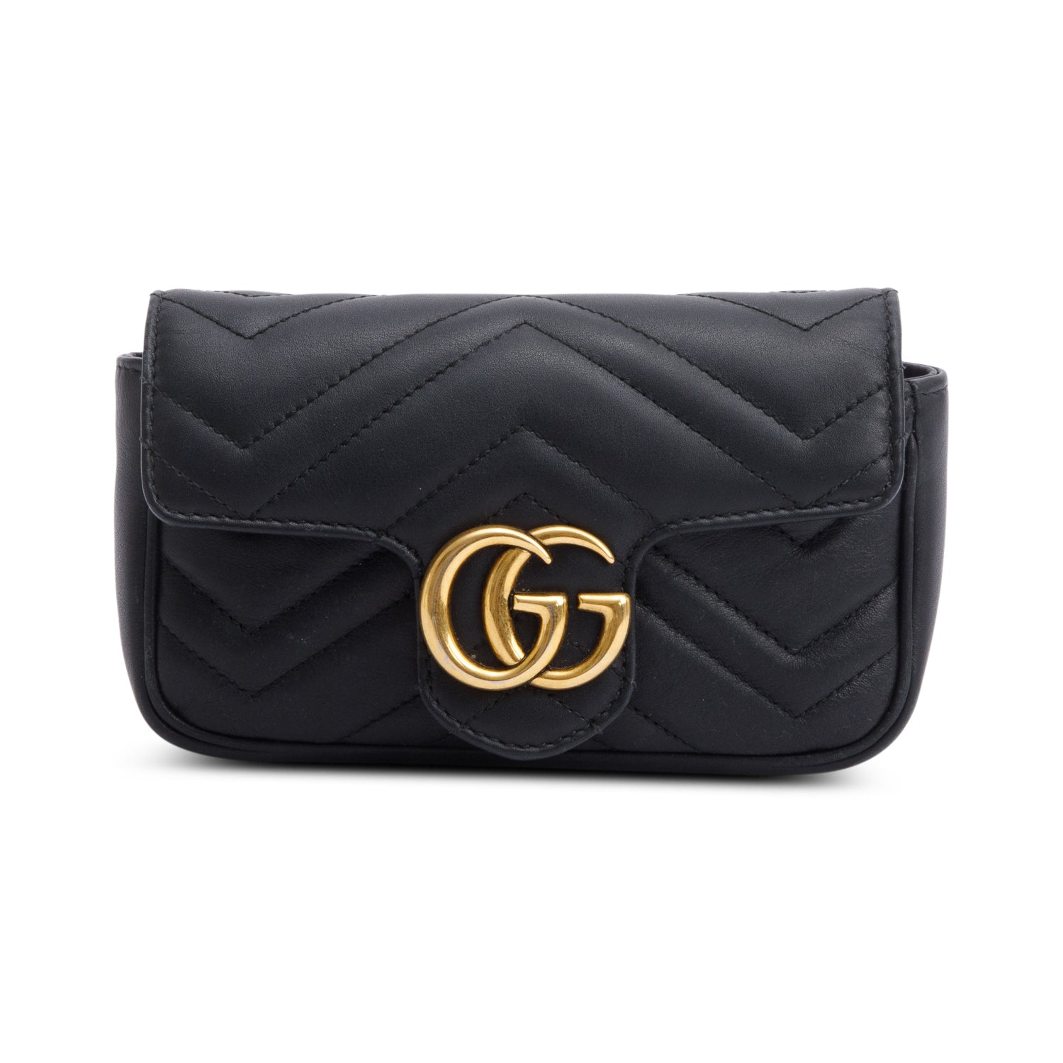 Gucci Black GG Marmont Matelasse Leather Super Mini Bag w/ Box