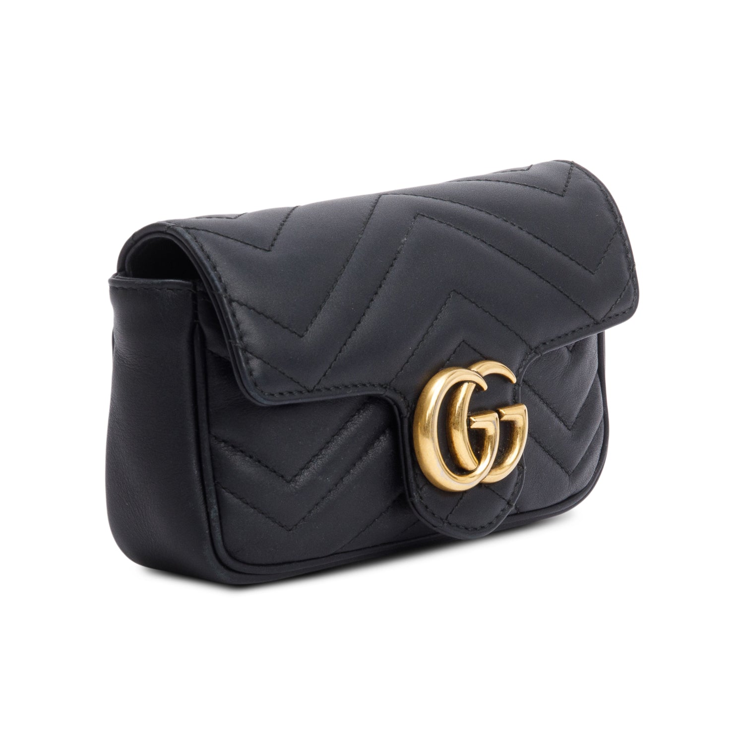 Gucci Black GG Marmont Matelasse Leather Super Mini Bag w/ Box