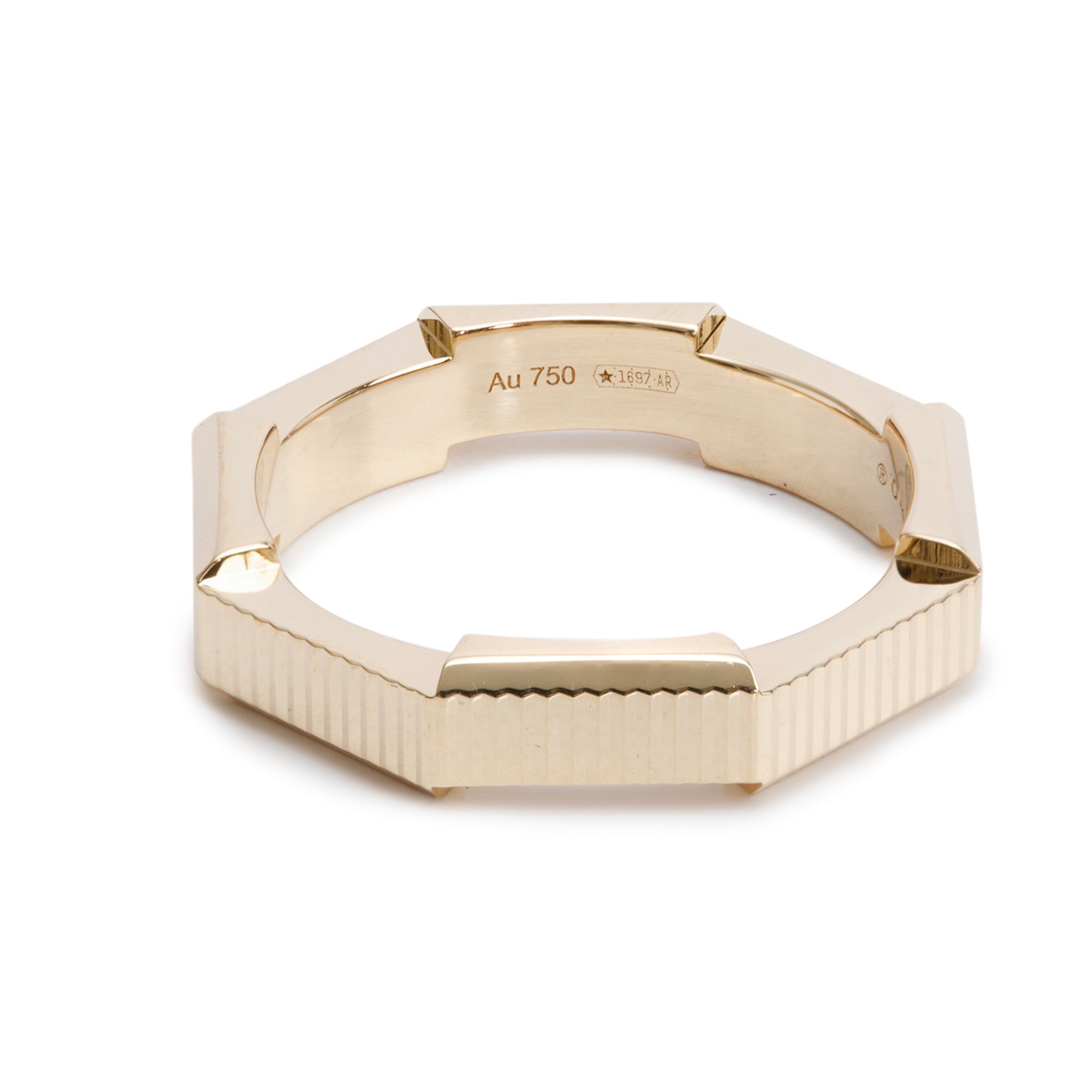 Gucci 18k Yellow Gold Link to Love Striped Ring, Size 9 4.75