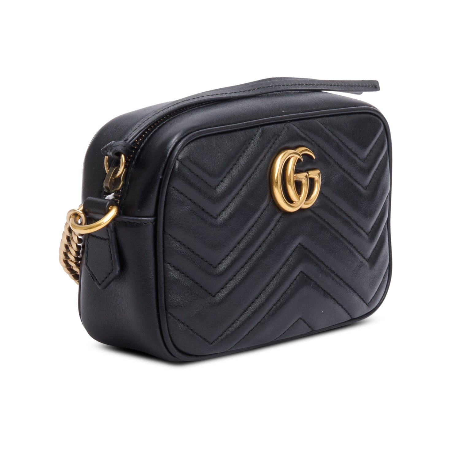 Gucci Black GG Marmont Matelasse Mini Camera Bag