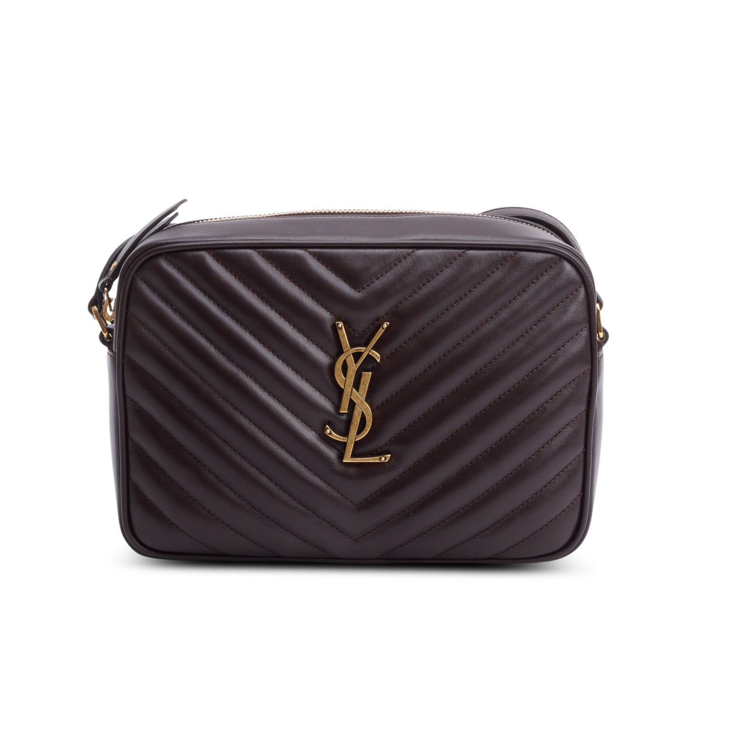 Saint Laurent Brown Quilted Leather Lou Camera Bag w/ Receipt