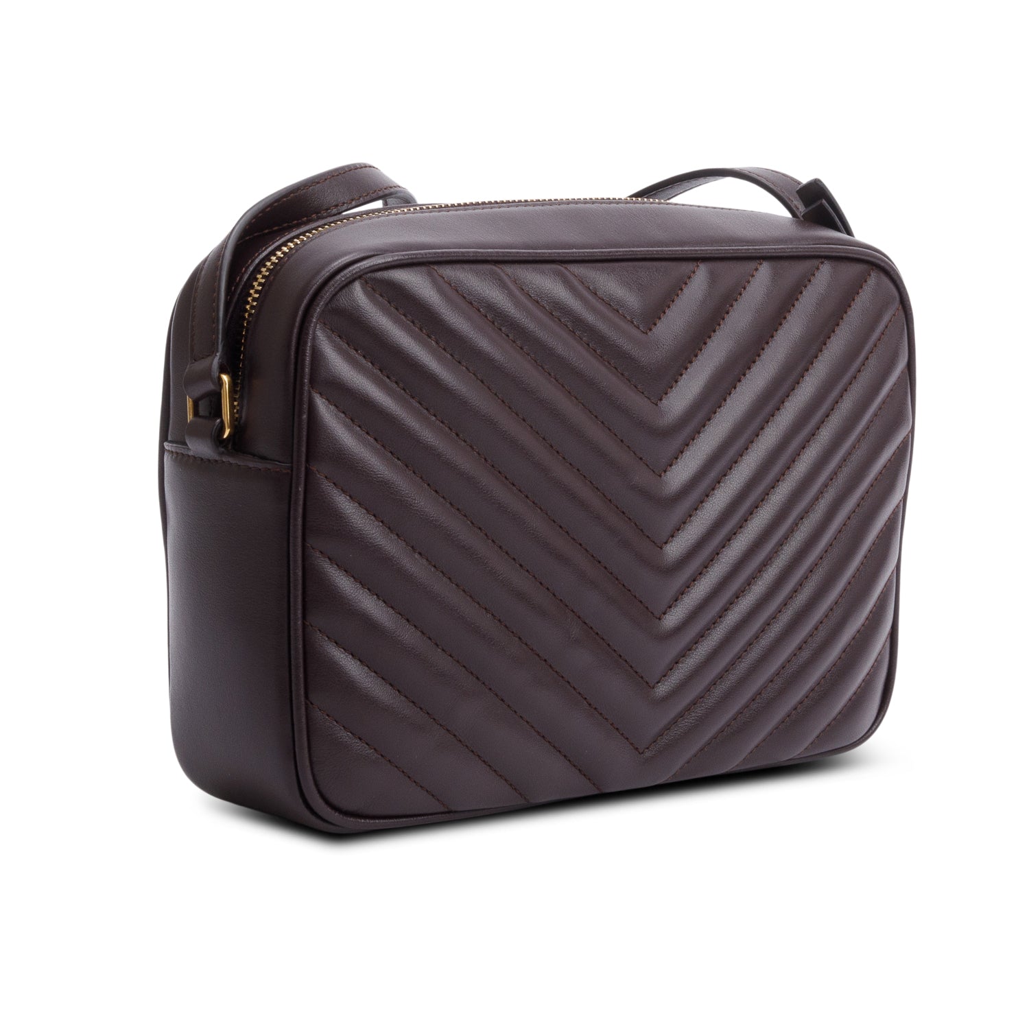 Saint Laurent Brown Quilted Leather Lou Camera Bag w/ Receipt