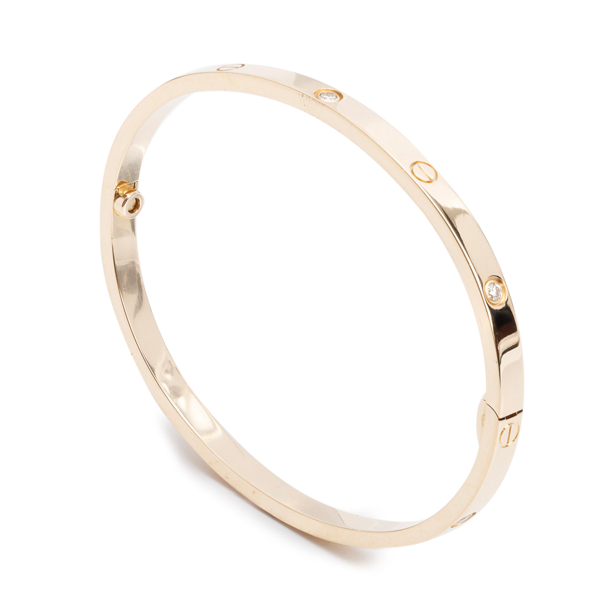 Cartier 2023 18k Yellow Gold 6 Diamond Love Bracelet, Small Model, Size 16 w/ Box, Receipt & Certificate
