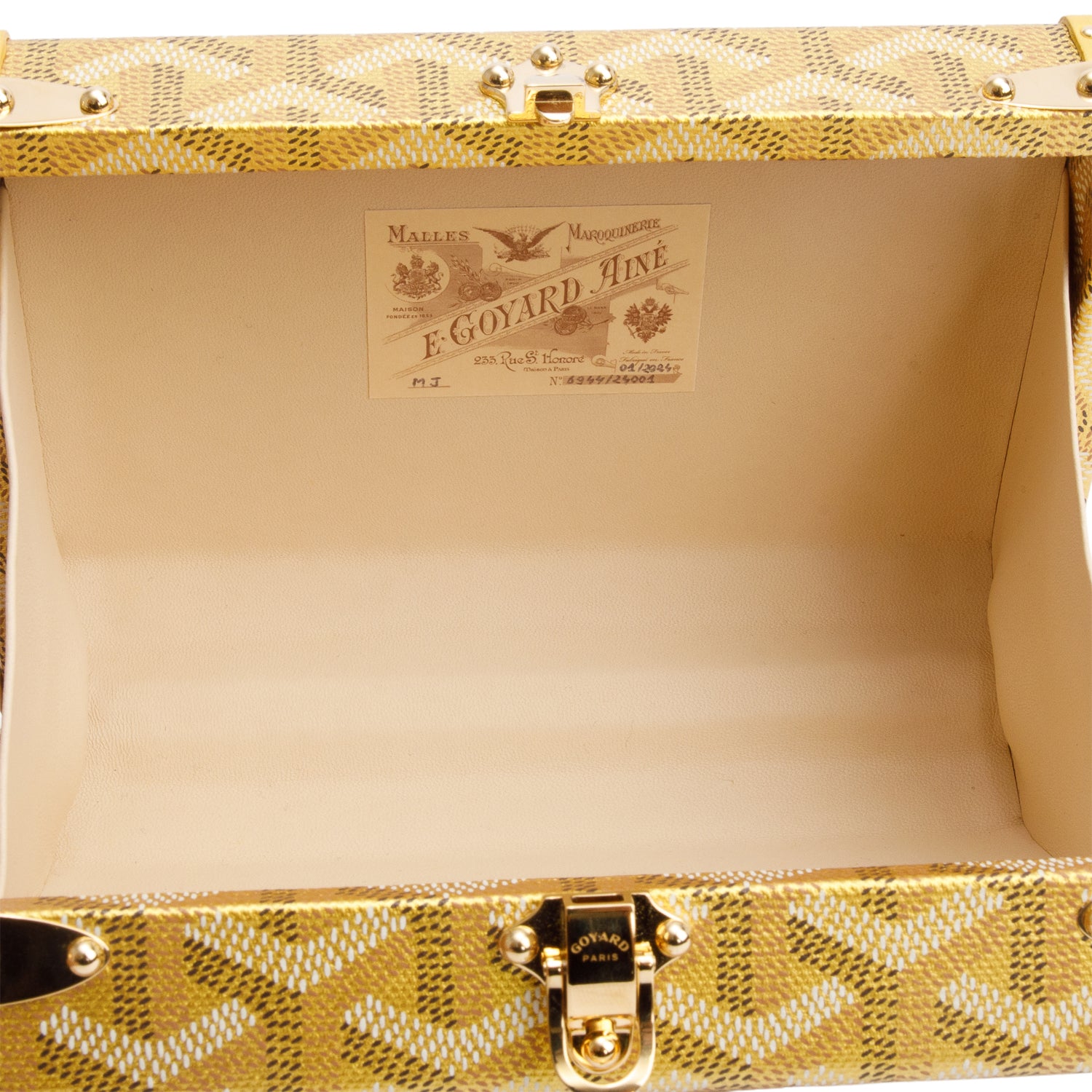 Goyard Gold Leather & Monogram Canvas Minaudiere Crossbody Bag w/ Box