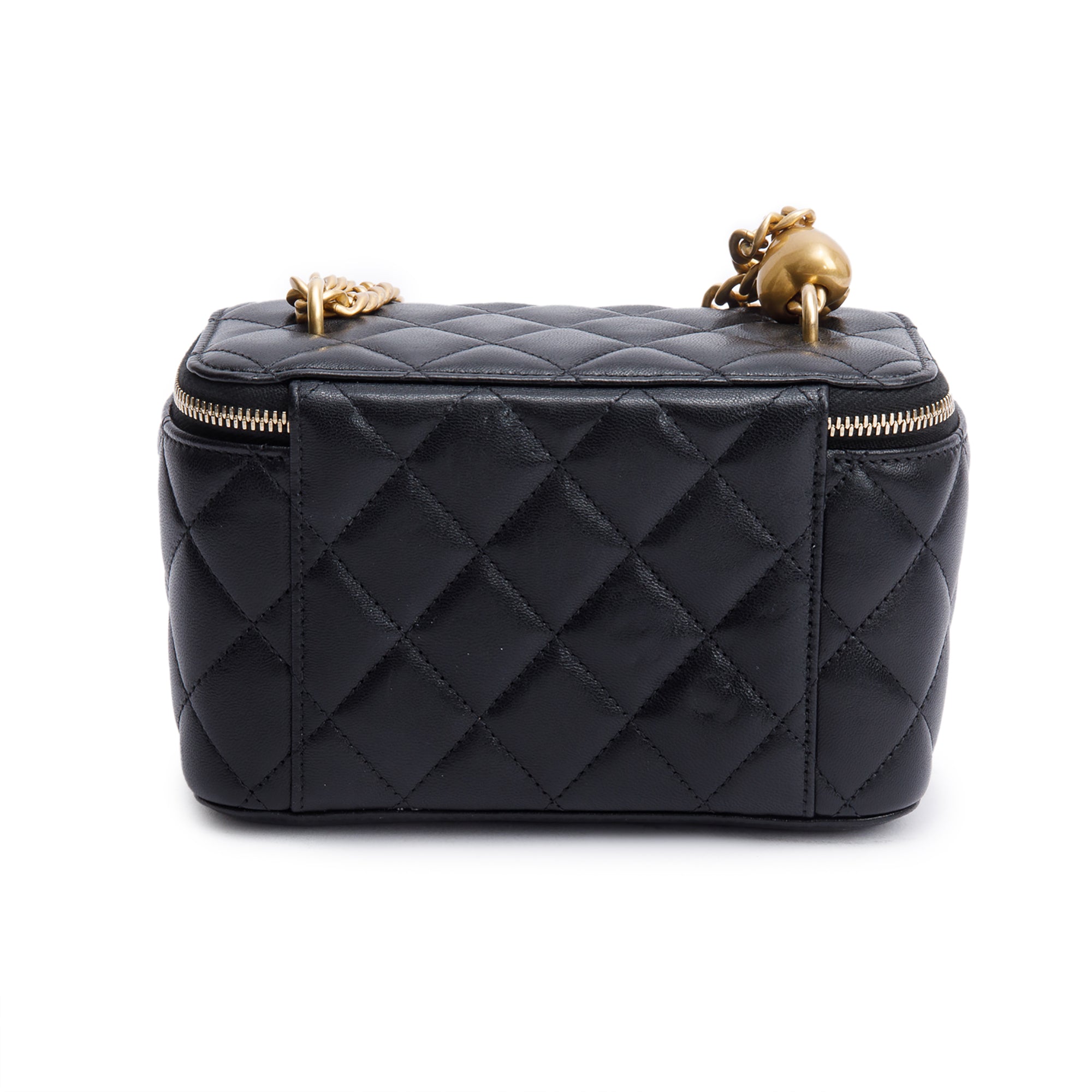 Chanel 2024 Black Quilted Caviar Leather Small Sweet Heart Vanity Case w/ Box & Receipt