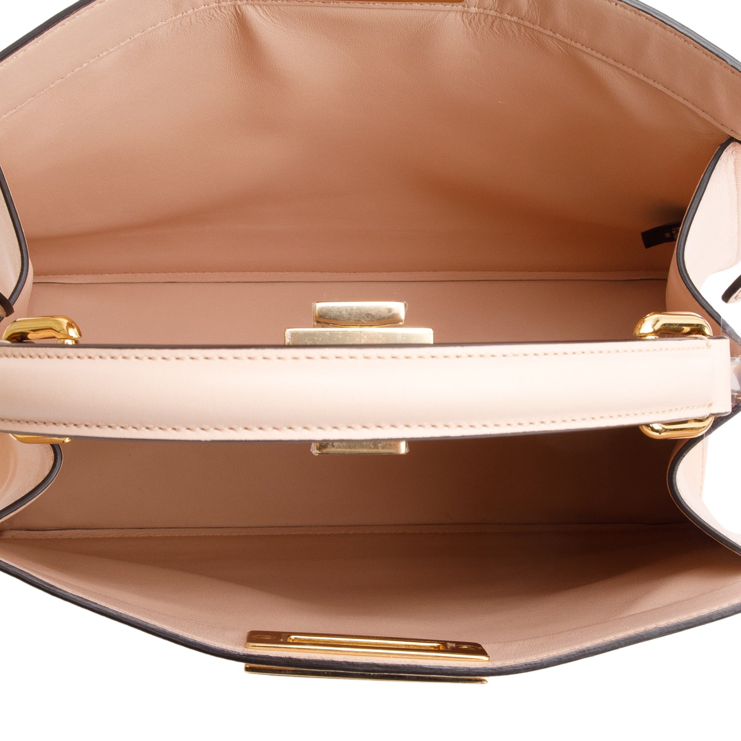 Fendi 2022 Pink Calfskin Leather Medium Peekaboo Bag with Tortoise Detail w/ Strap & Box