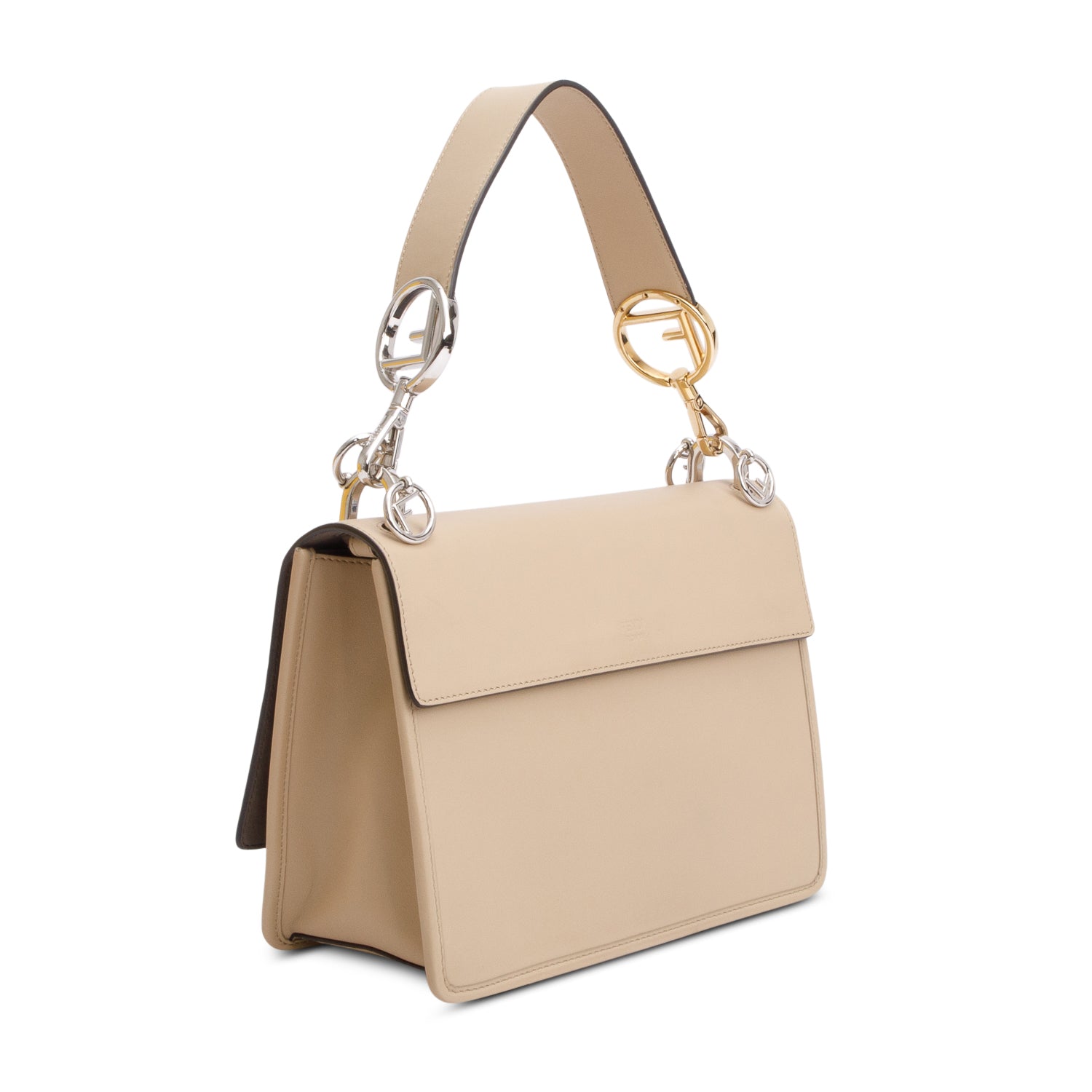Fendi Beige Calfskin Leather FF Zucca Velvet Medium F is Fendi Kan I Shoulder Bag w/ Straps & Box