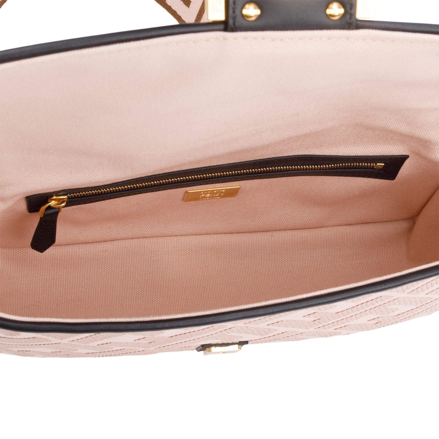 Fendi 2020 Pink FF Embroidered Canvas Baguette Shoulder Bag w/ Straps & Box