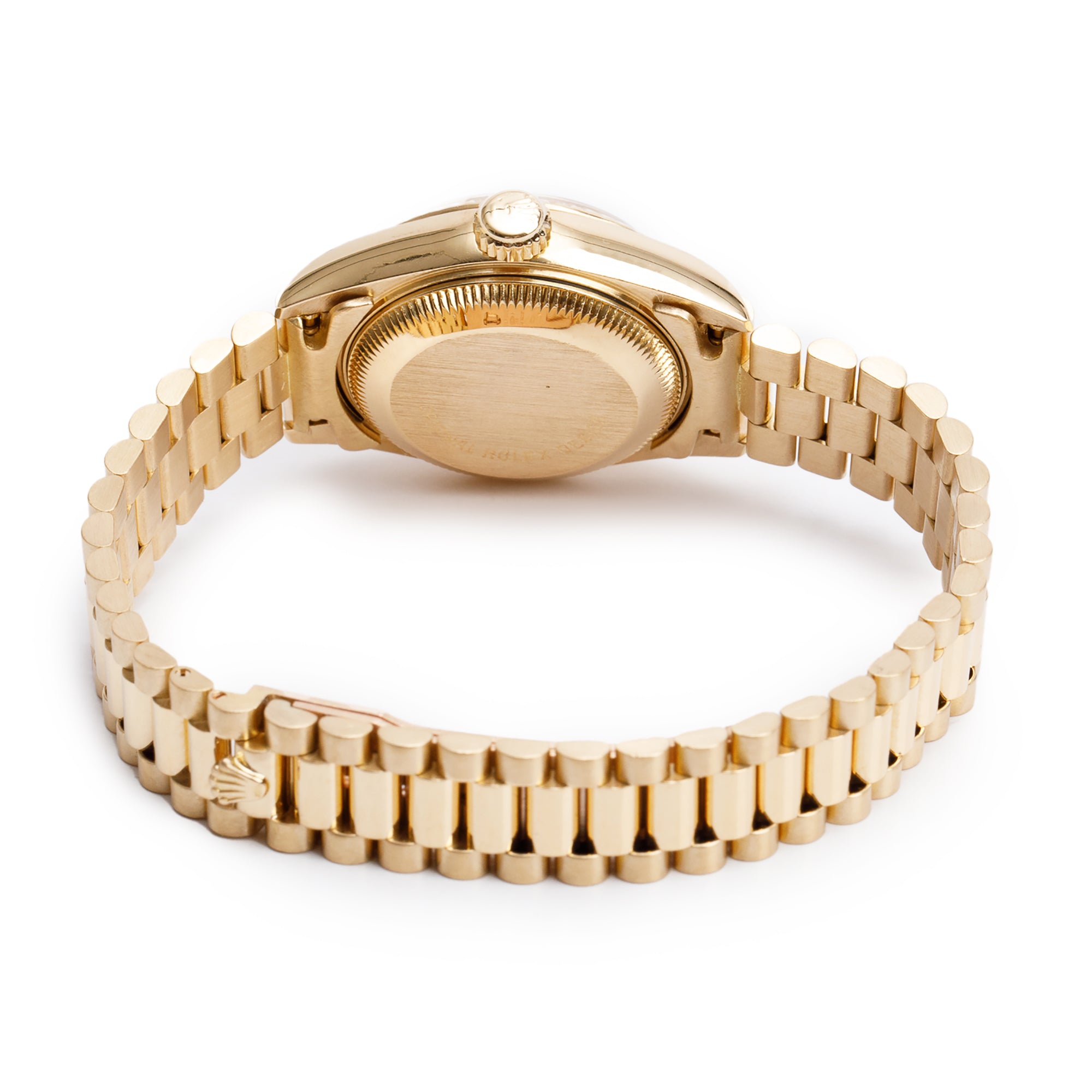 Rolex 18k Yellow Gold Diamond Champagne Dial Lady-Datejust President 26 MM Watch 69178 w/ Box