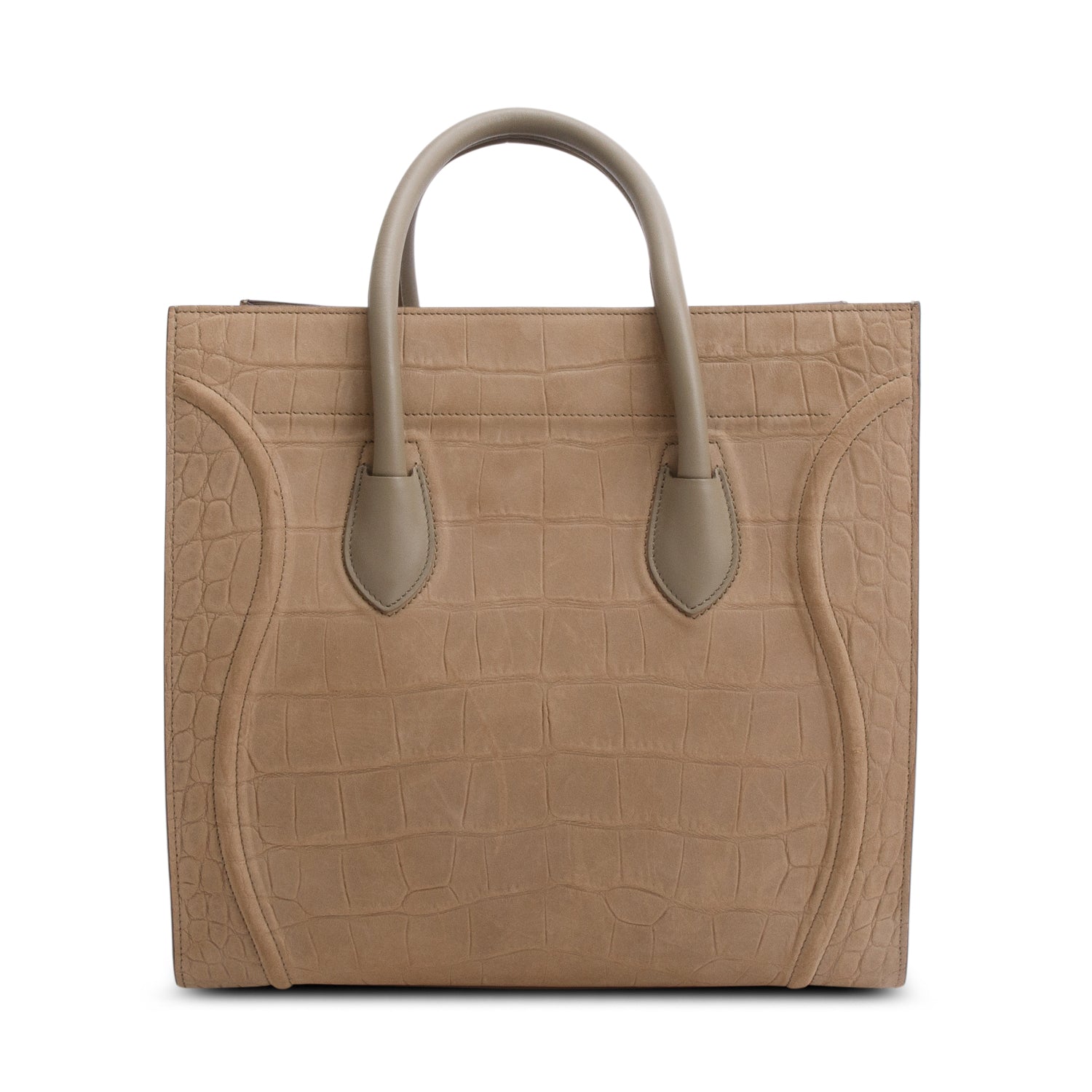 Celine Taupe Croc Embossed Suede Medium Phantom Luggage Tote