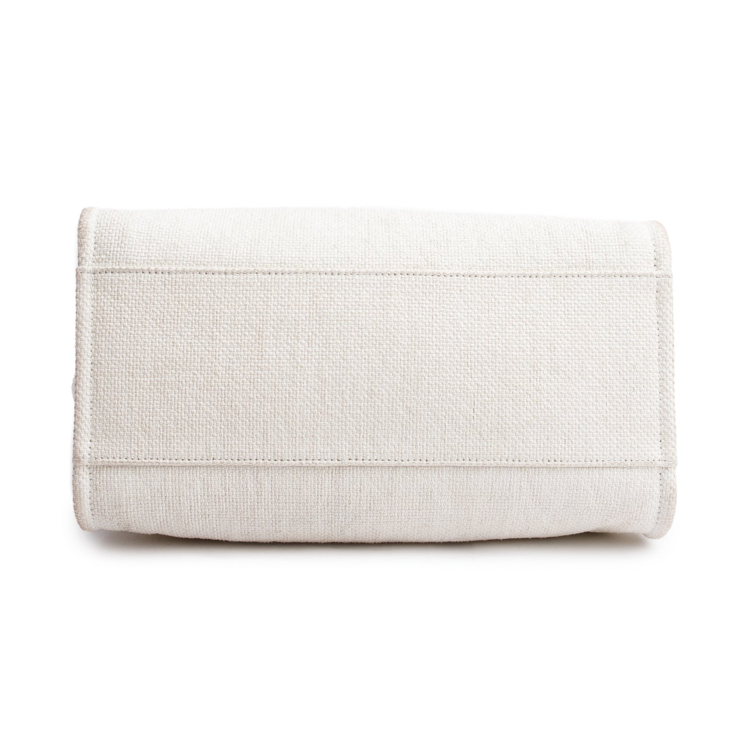 Chanel White Canvas Navy Calfskin Leather Trim Medium Deauville Shopping Tote w/ Authenticity Card