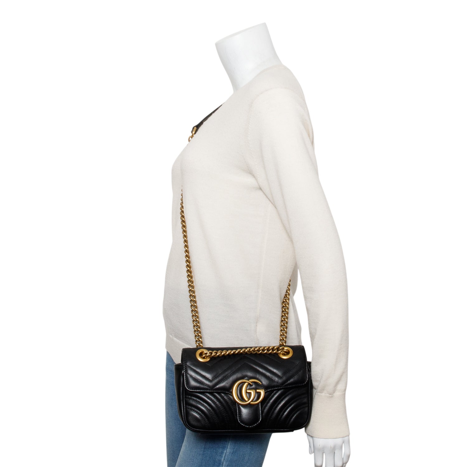 Gucci Black GG Marmont Matelasse Small Shoulder Bag