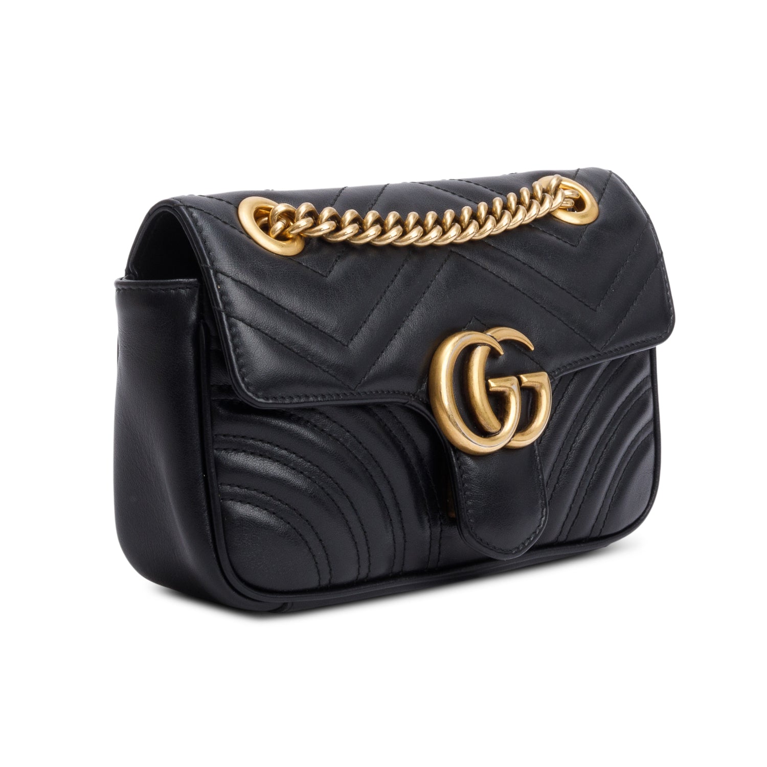 Gucci Black GG Marmont Matelasse Small Shoulder Bag