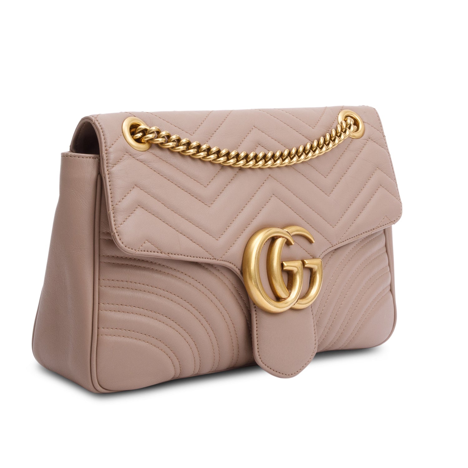 Gucci Beige GG Marmont Matelasse Medium Shoulder Bag