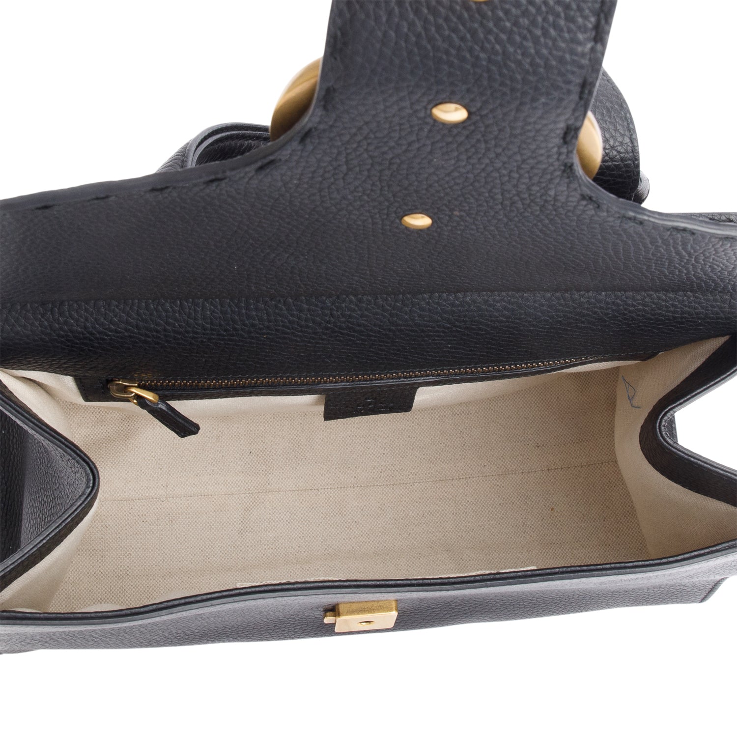 Gucci Black Pebbled Leather GG Marmont Small Top Handle Bag