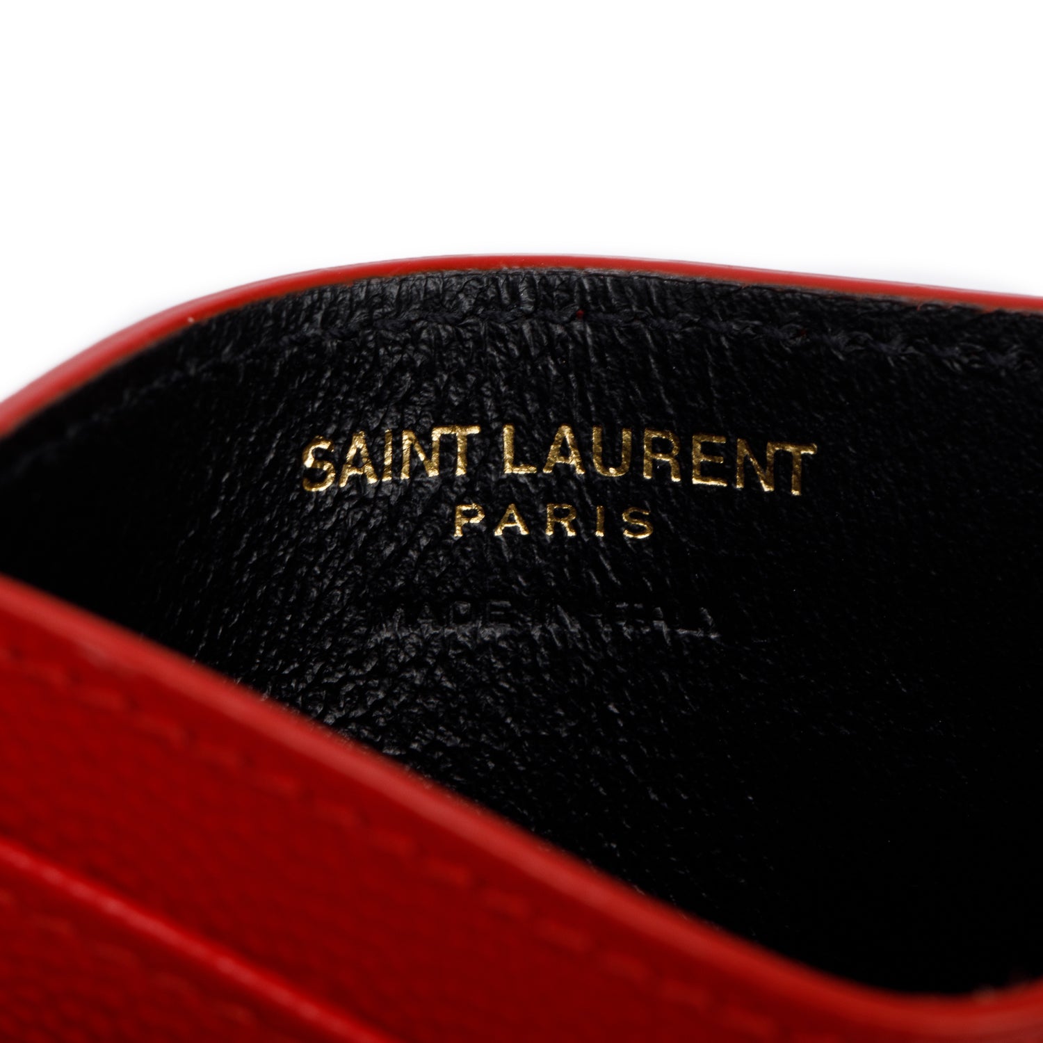 Saint Laurent Red Grain de Poudre Matelasse Chevron Leather Card Case w/ Box