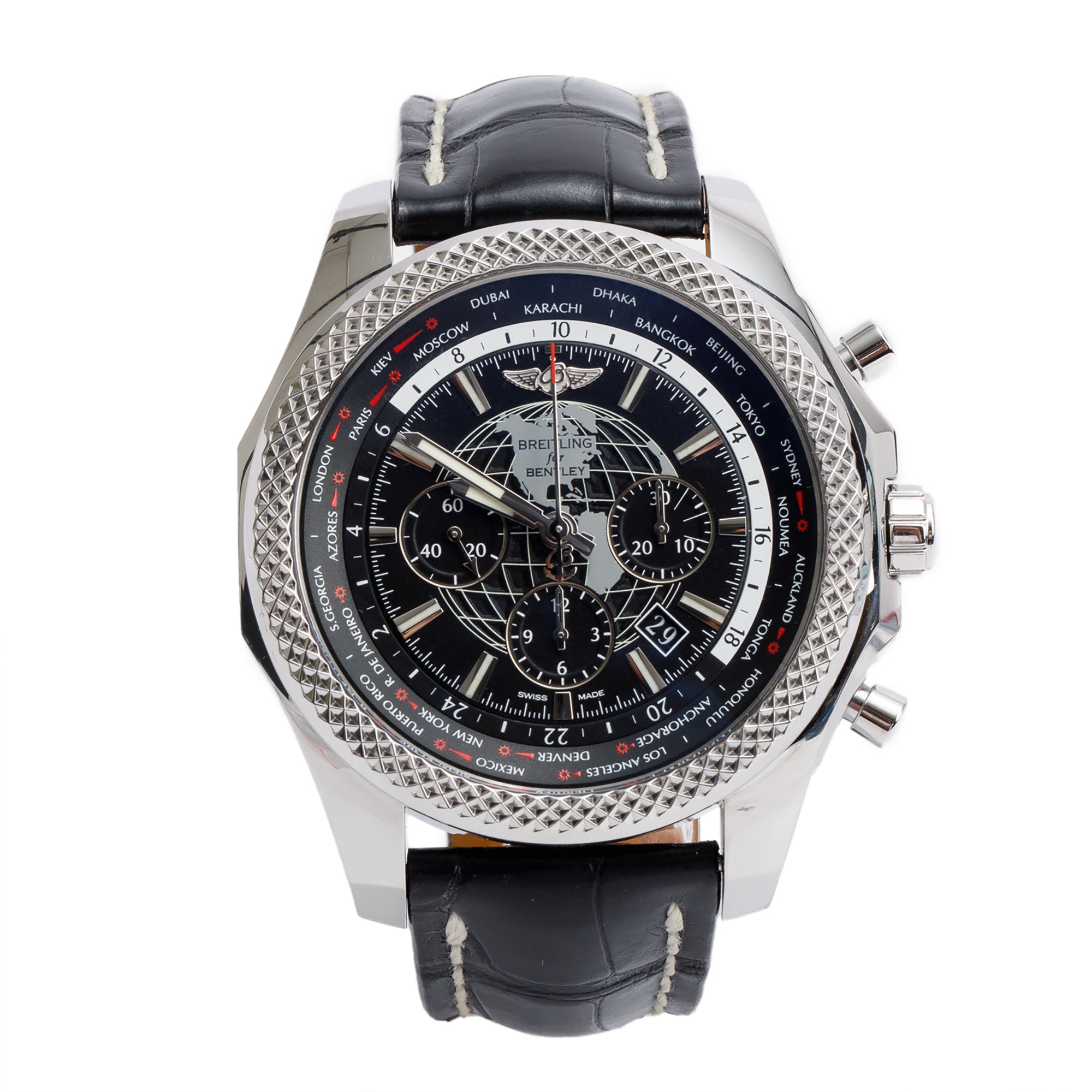 Breitling Stainless Steel Bentley B05 Unitime 49 MM Automatic Chronograph Watch Black Dial AB0521 w/ Box & Papers