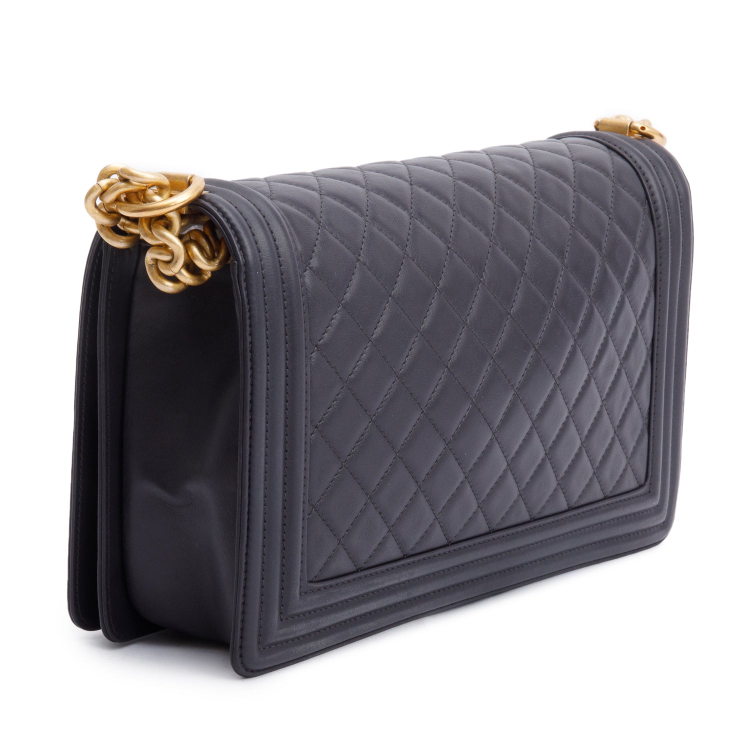 Chanel Black Quilted Lambskin Leather Large Boy Bag w/ Box, Receipt & Authenticity Card