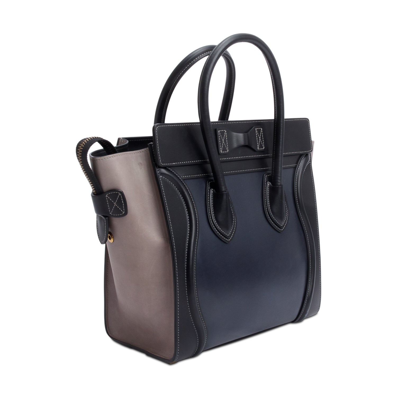 Celine Black & Grey Bi-color Calfskin Leather Micro Luggage Tote