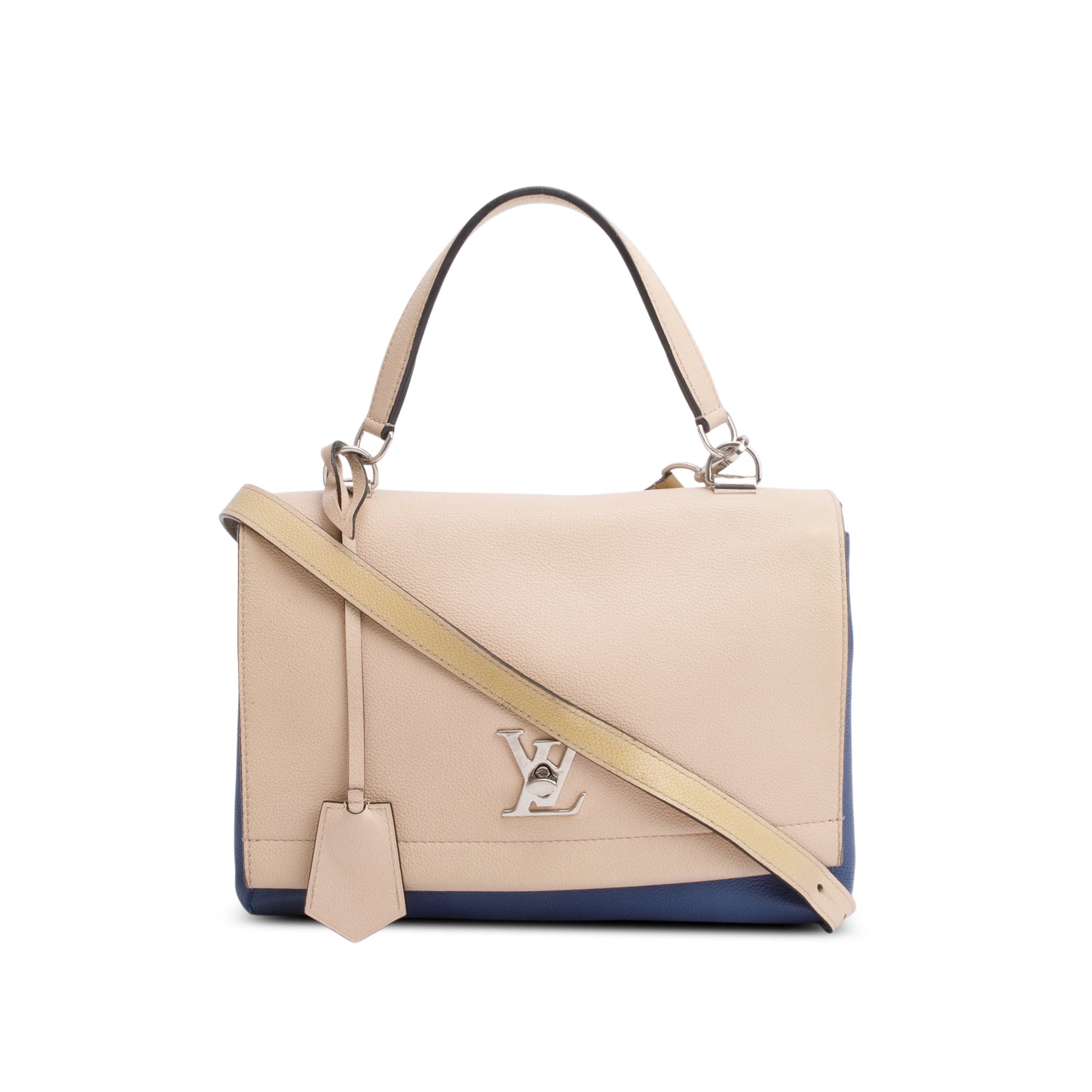 Louis Vuitton Beige/Blue Taurillon Leather LockMe II Top Handle Bag w/ Strap