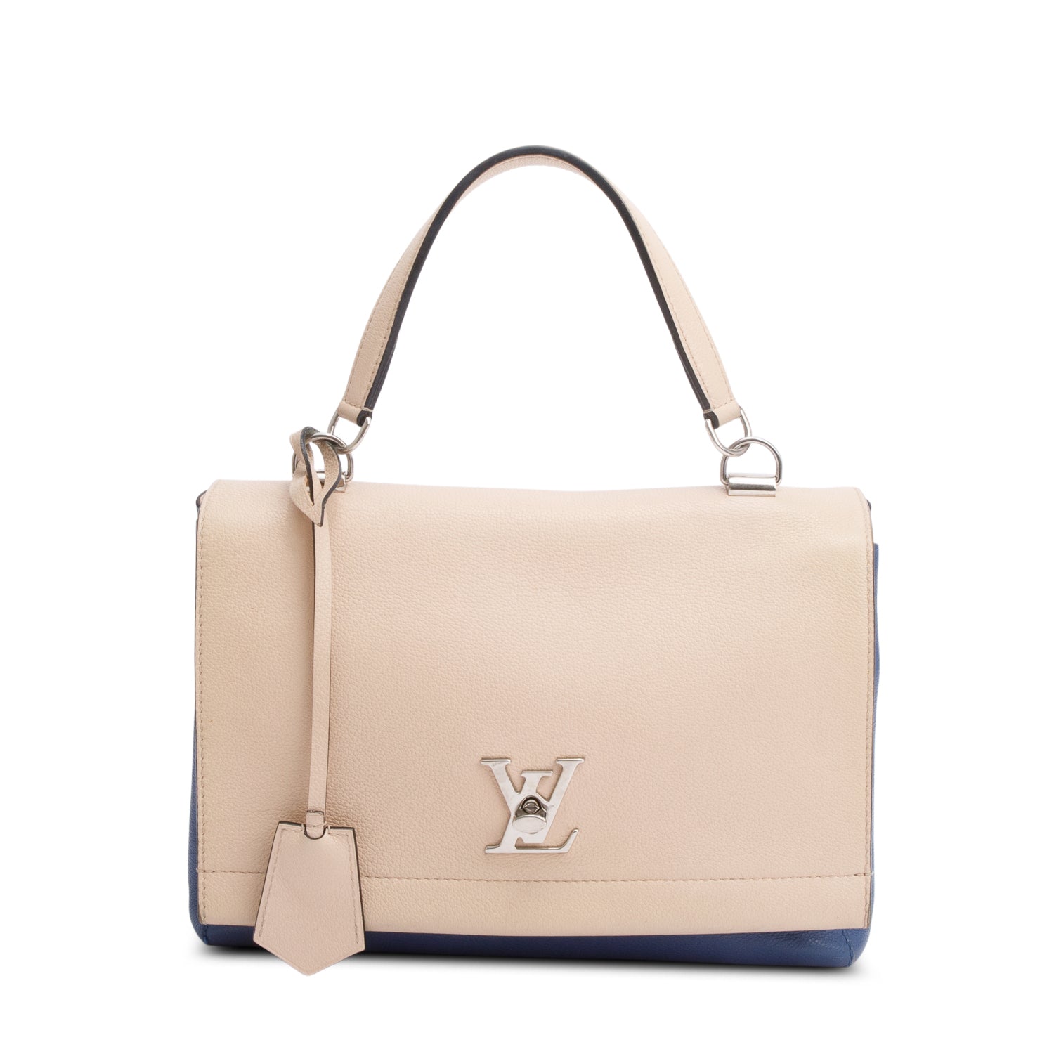 Louis Vuitton Beige/Blue Taurillon Leather LockMe II Top Handle Bag w/ Strap