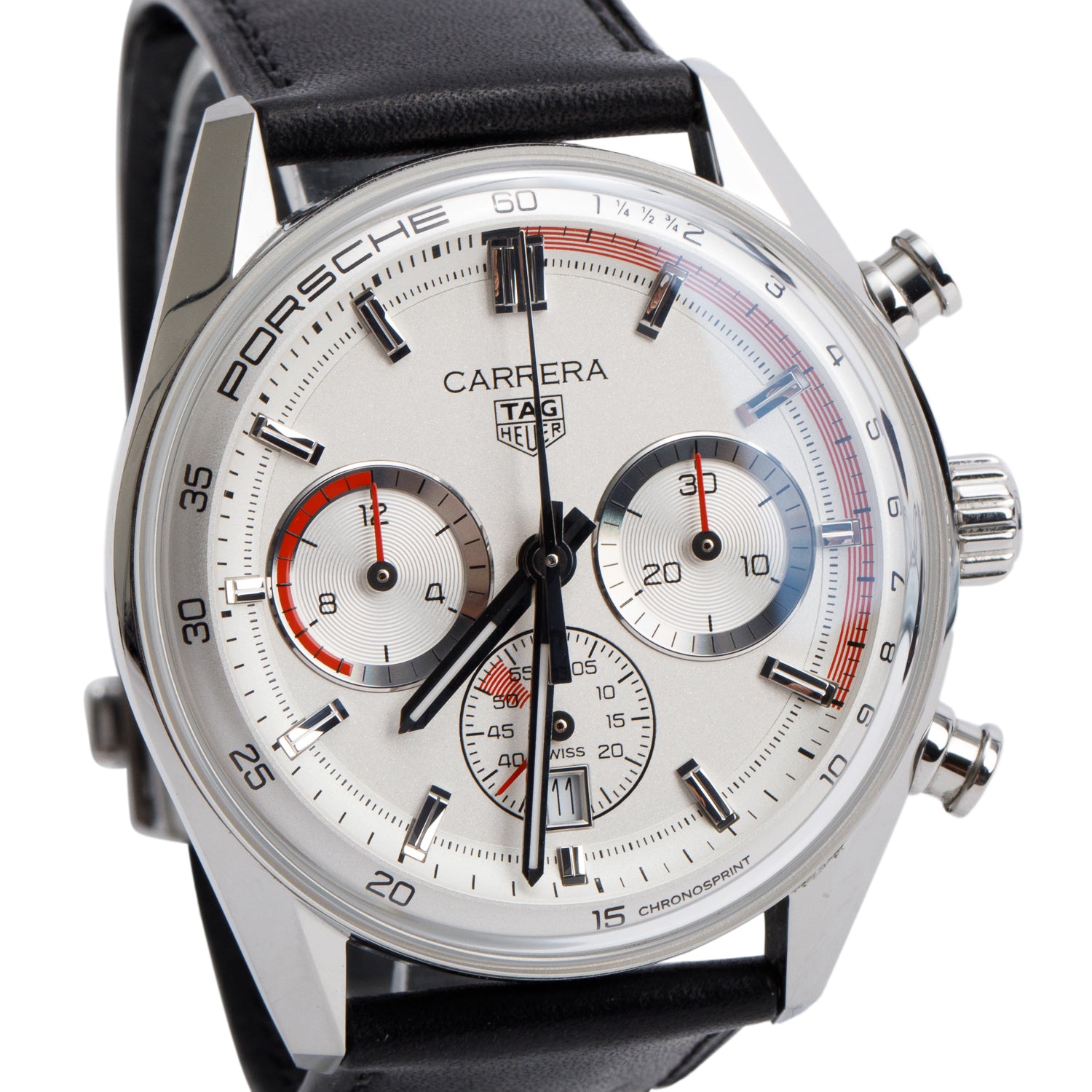 Tag Heuer 2024 Stainless Steel Carrera Chronosprint x Porsche 42 MM Automatic Chronograph Watch CBS2011 w/ Box, Receipt & Papers